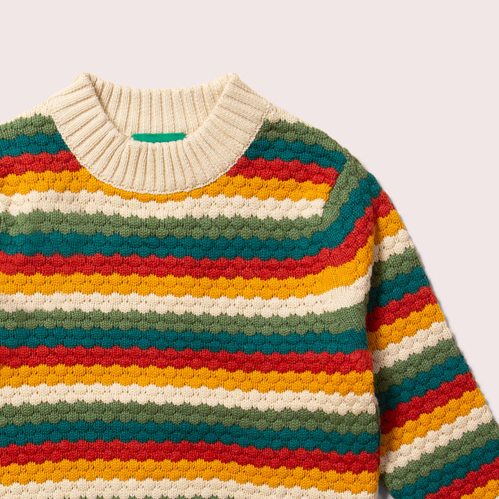 From One To Another Honeycomb Rainbow Striped Snuggly Knitted Jumper