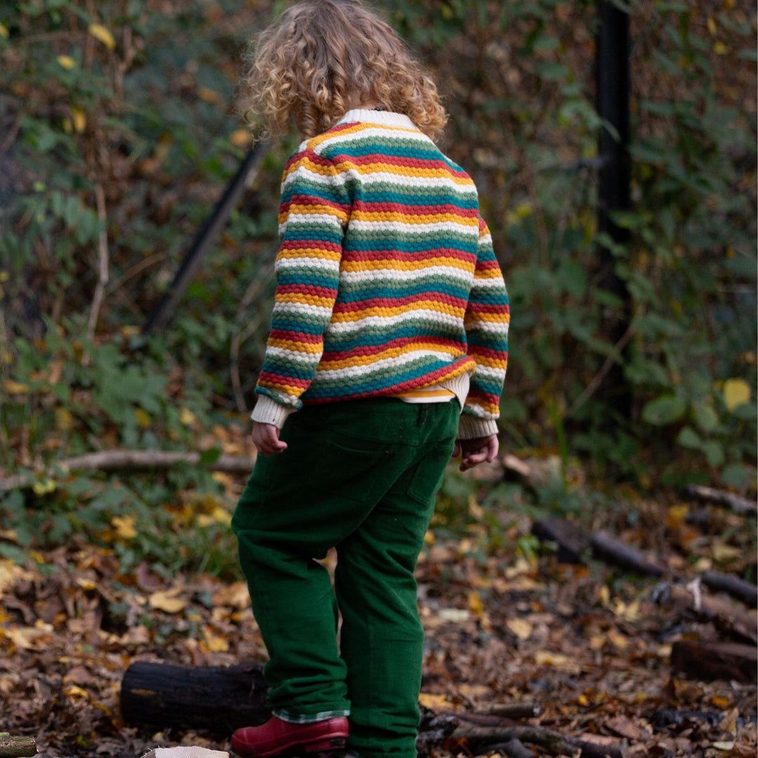 From One To Another Honeycomb Rainbow Striped Snuggly Knitted Jumper