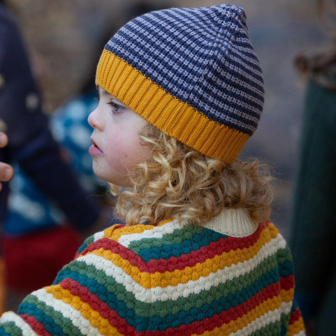 From One To Another Honeycomb Rainbow Striped Snuggly Knitted Jumper