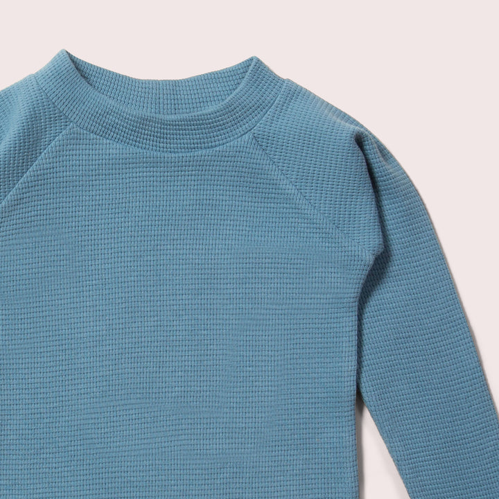 Dreamy Blue Waffle Long Sleeve Cosy Top