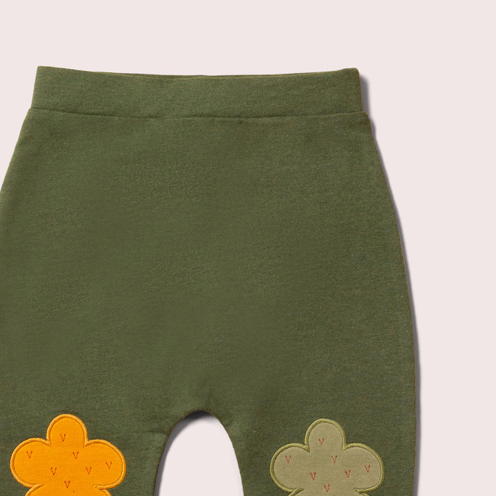 Woodland Green Leaf Knee Patch Joggers