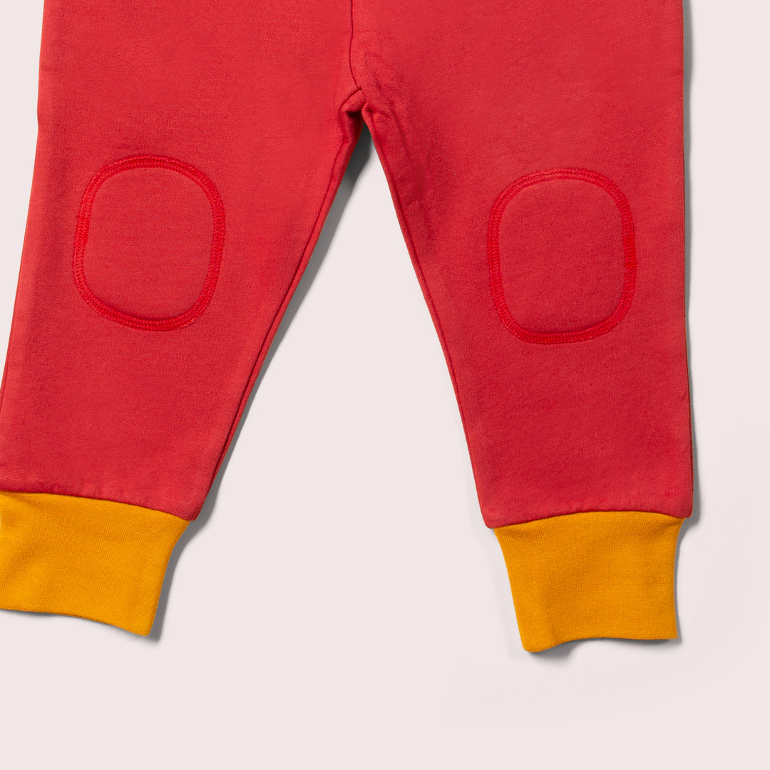 Soft Red Knee Patch Cosy Joggers