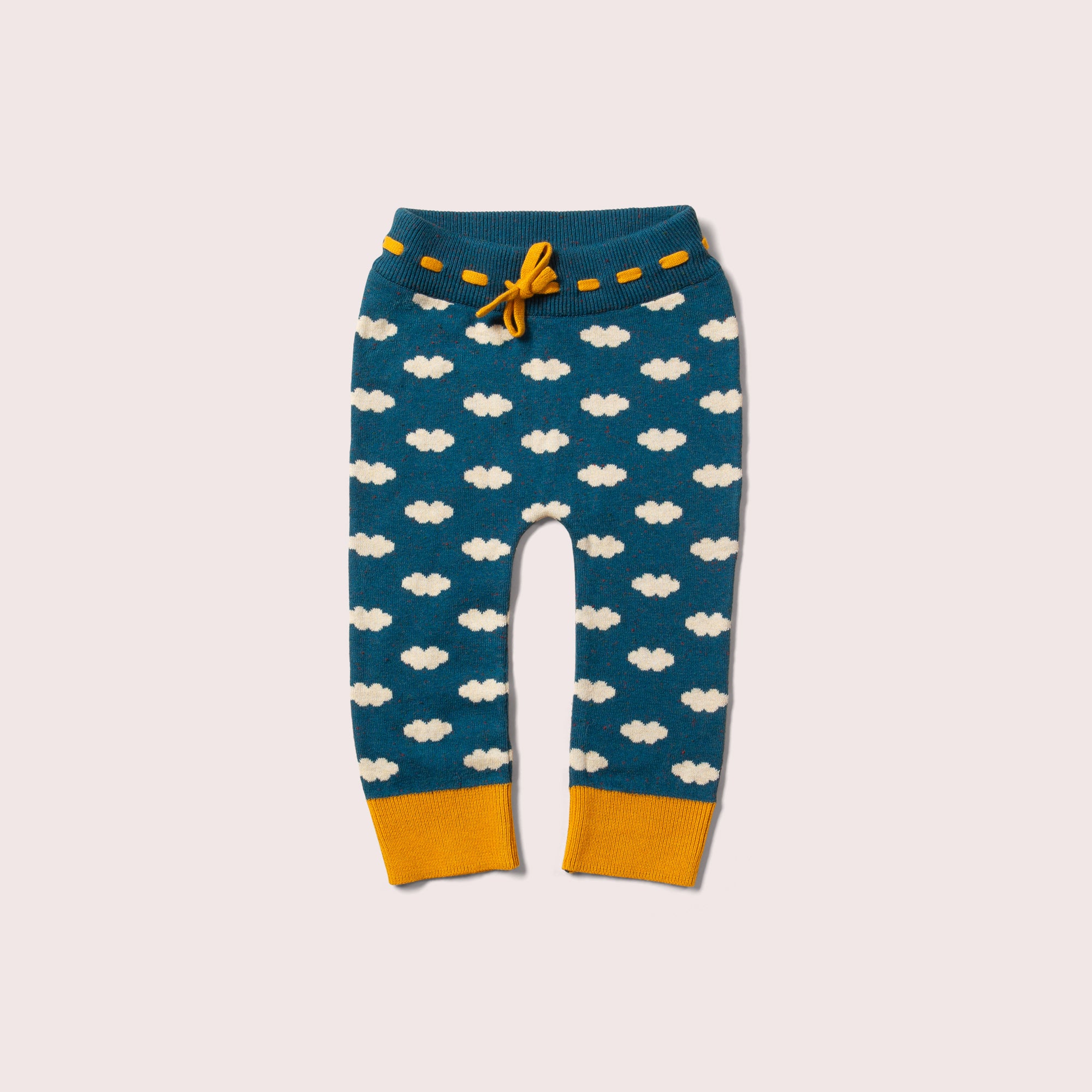 Teal Cloud Tie Waist Knitted Joggers
