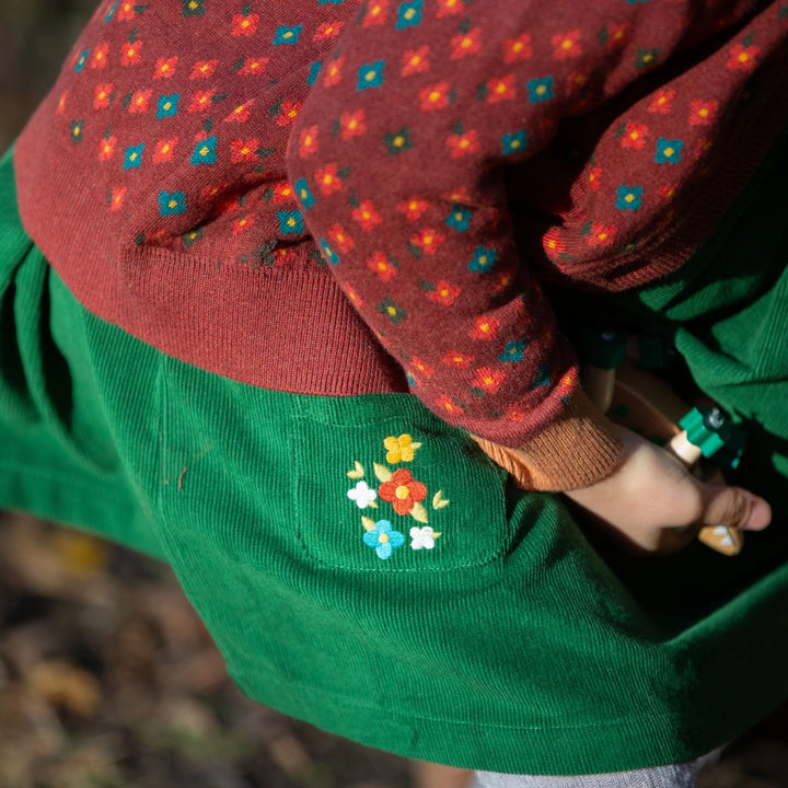 Vintage Green Corduroy Swing Dress