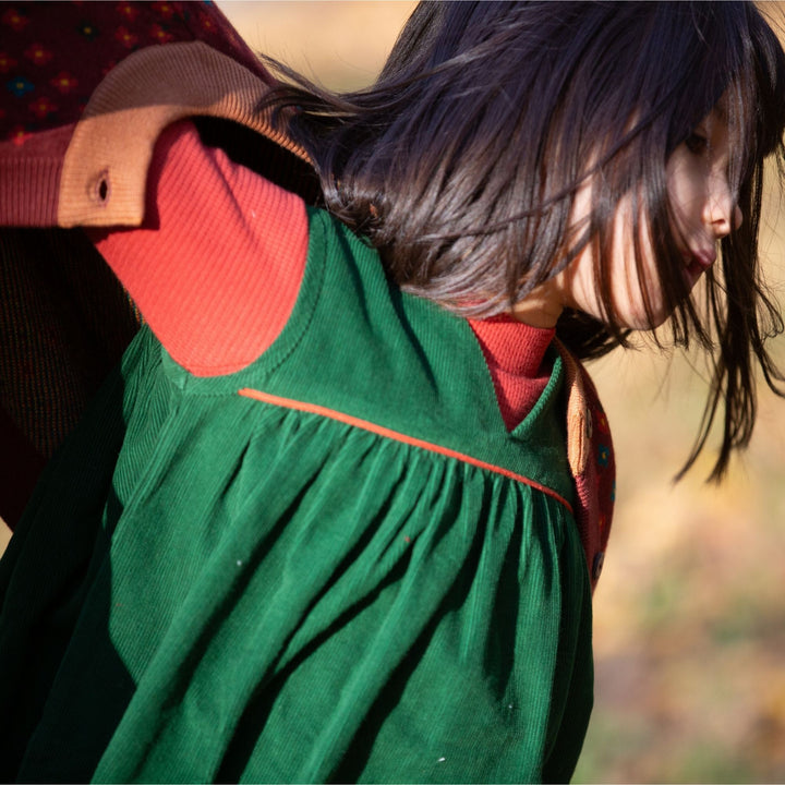 Vintage Green Corduroy Swing Dress