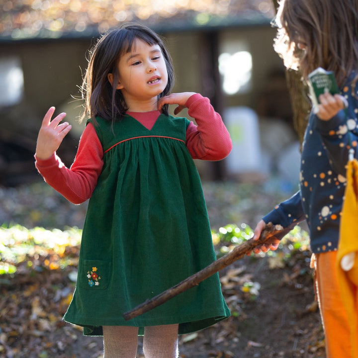 Vintage Green Corduroy Swing Dress