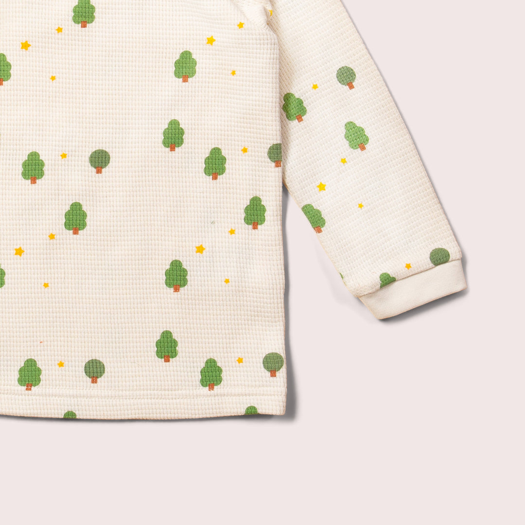 Cream Winter Trees Organic Waffle T-Shirt & Jogger Playset