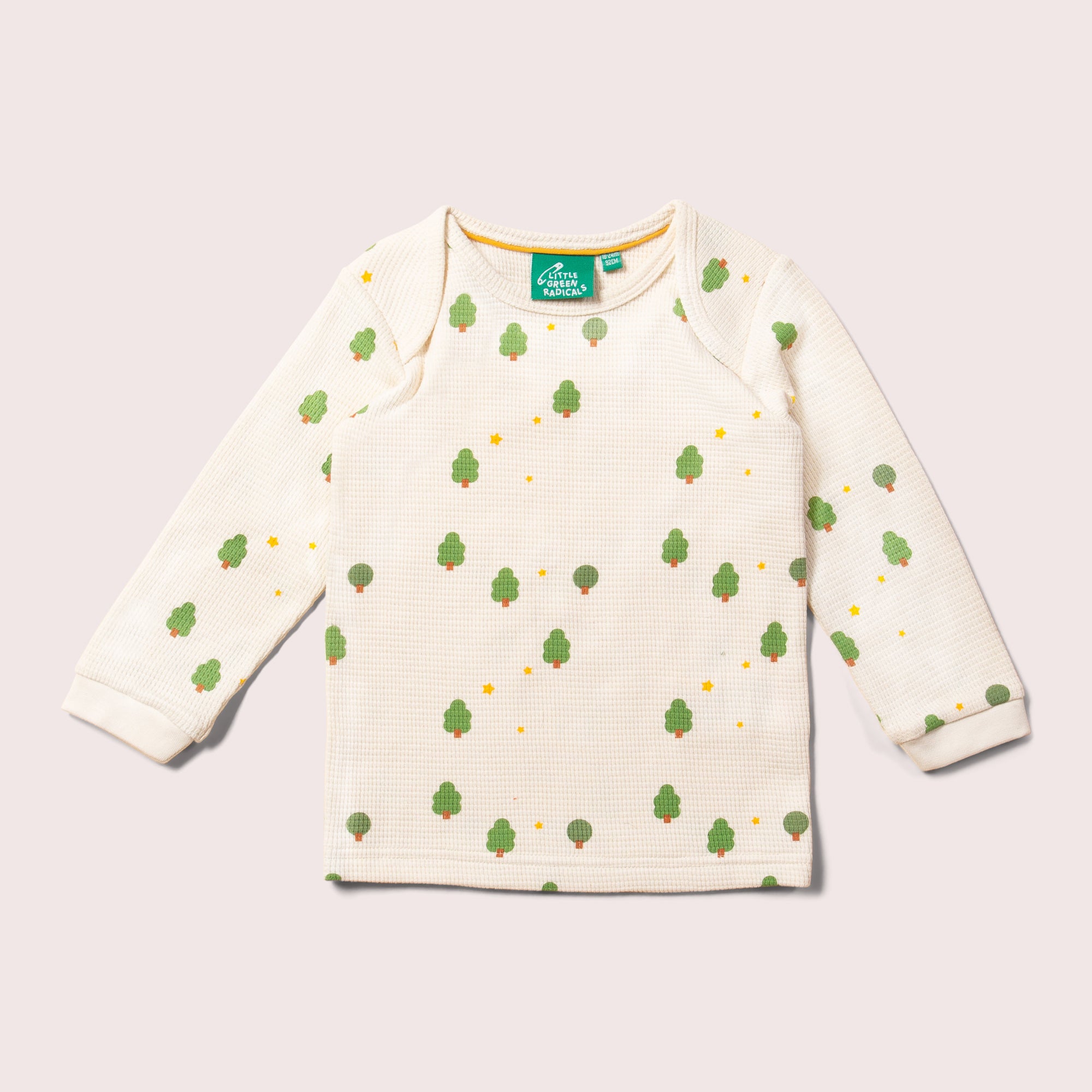 Cream Winter Trees Organic Waffle T-Shirt & Jogger Playset