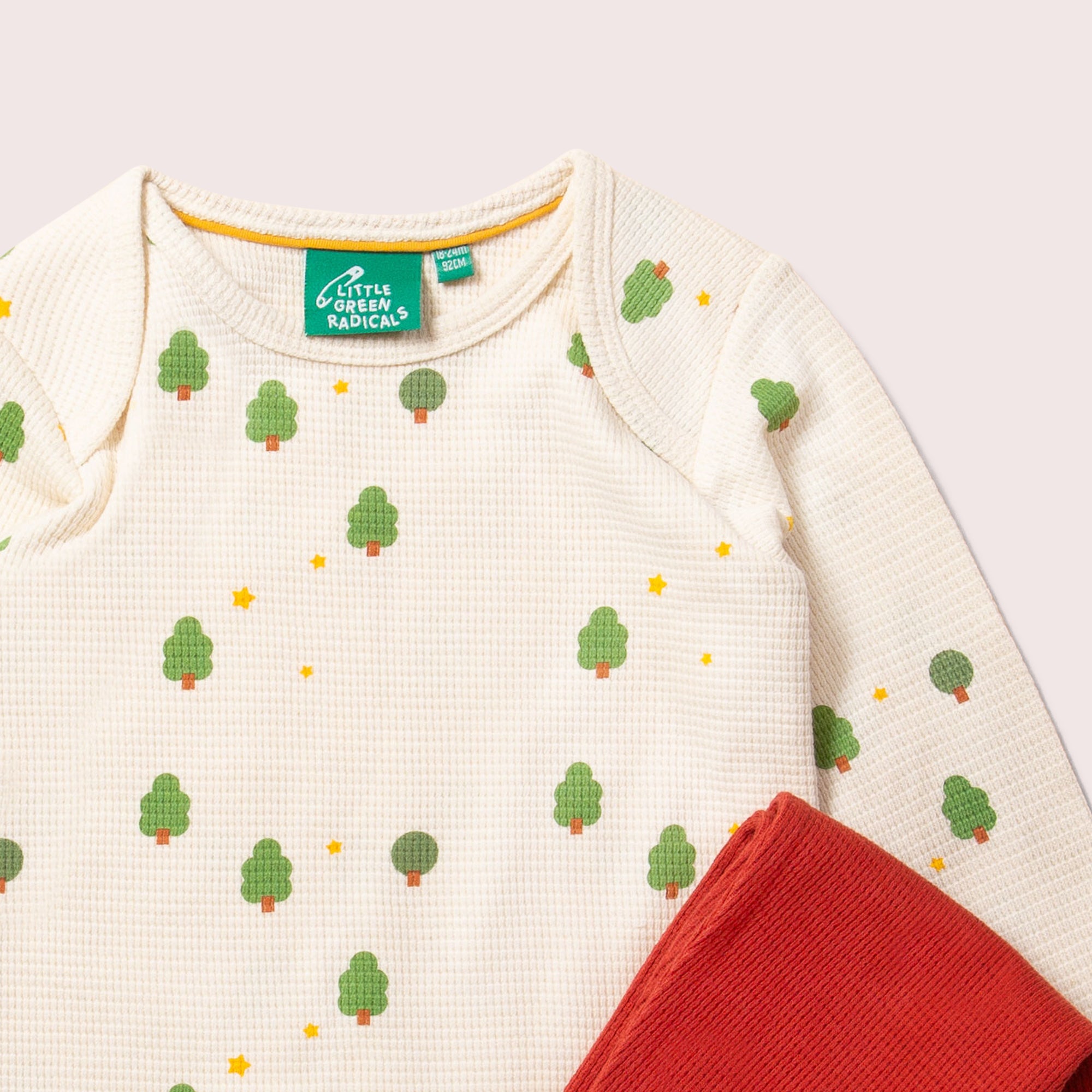 Cream Winter Trees Organic Waffle T-Shirt & Jogger Playset