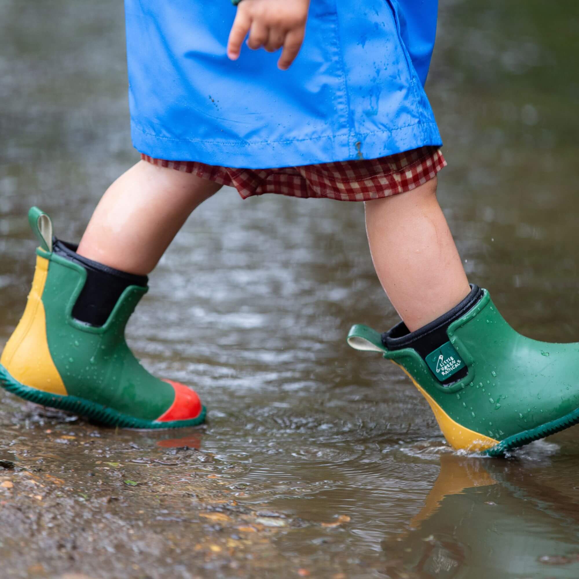 Colour Block Lined Ankle Rain Boots