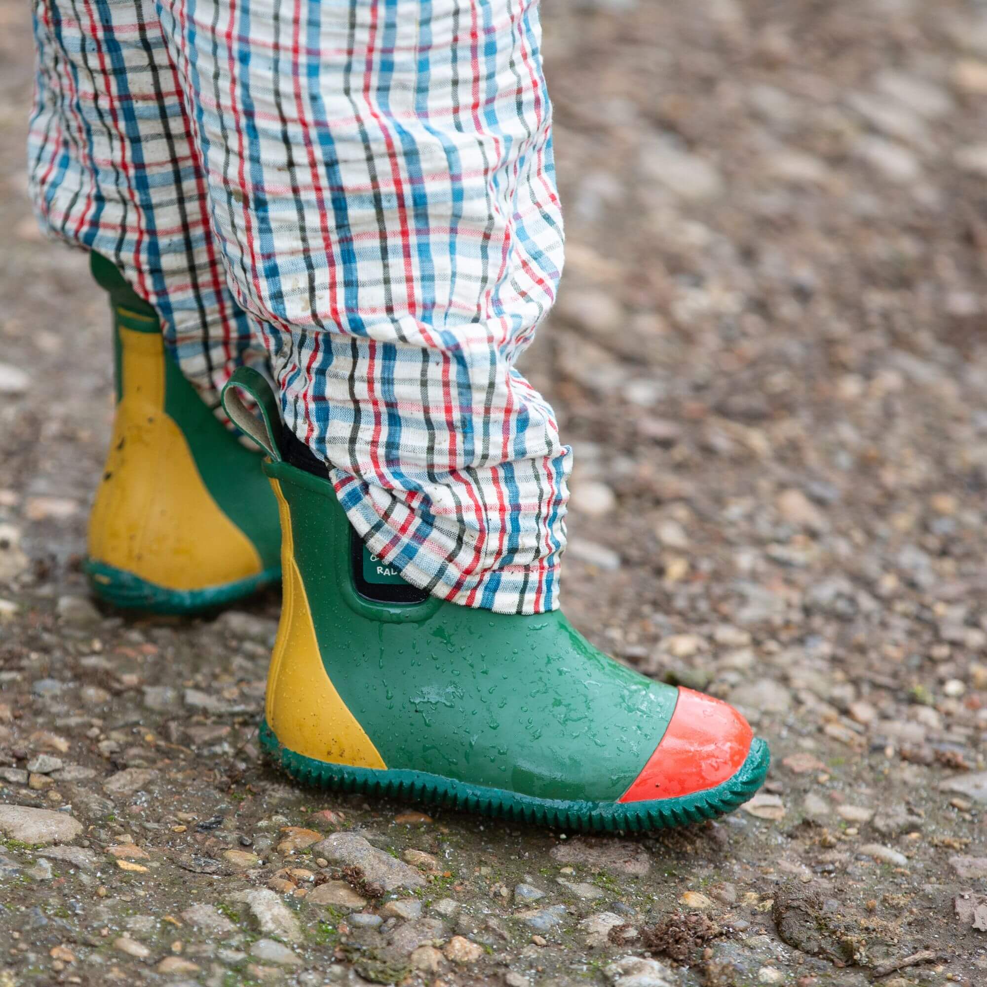 Colour Block Lined Ankle Rain Boots