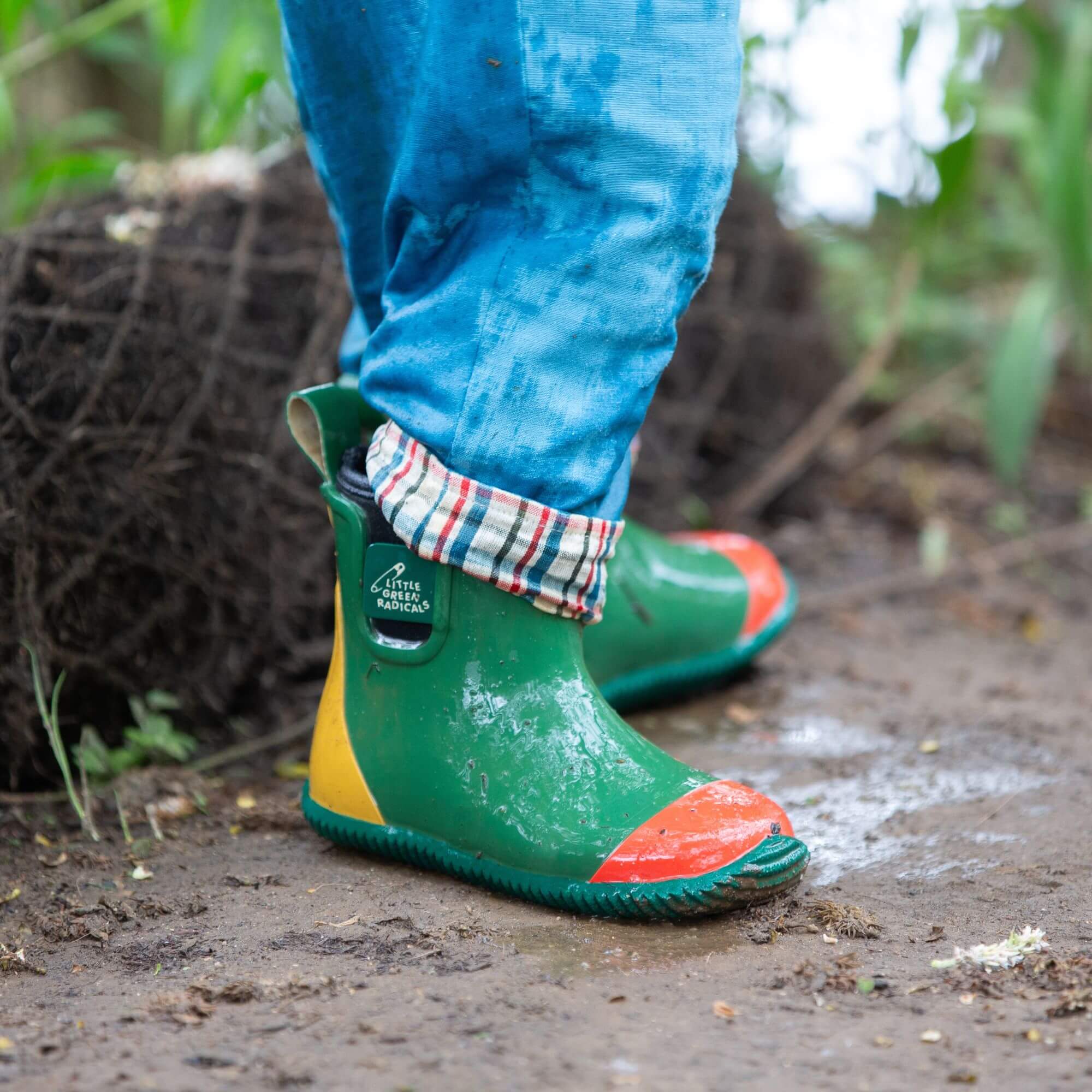 Colour Block Lined Ankle Rain Boots