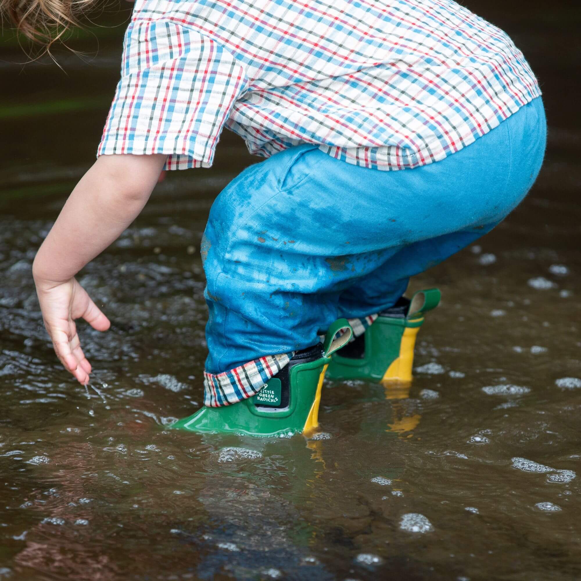 Colour Block Lined Ankle Rain Boots