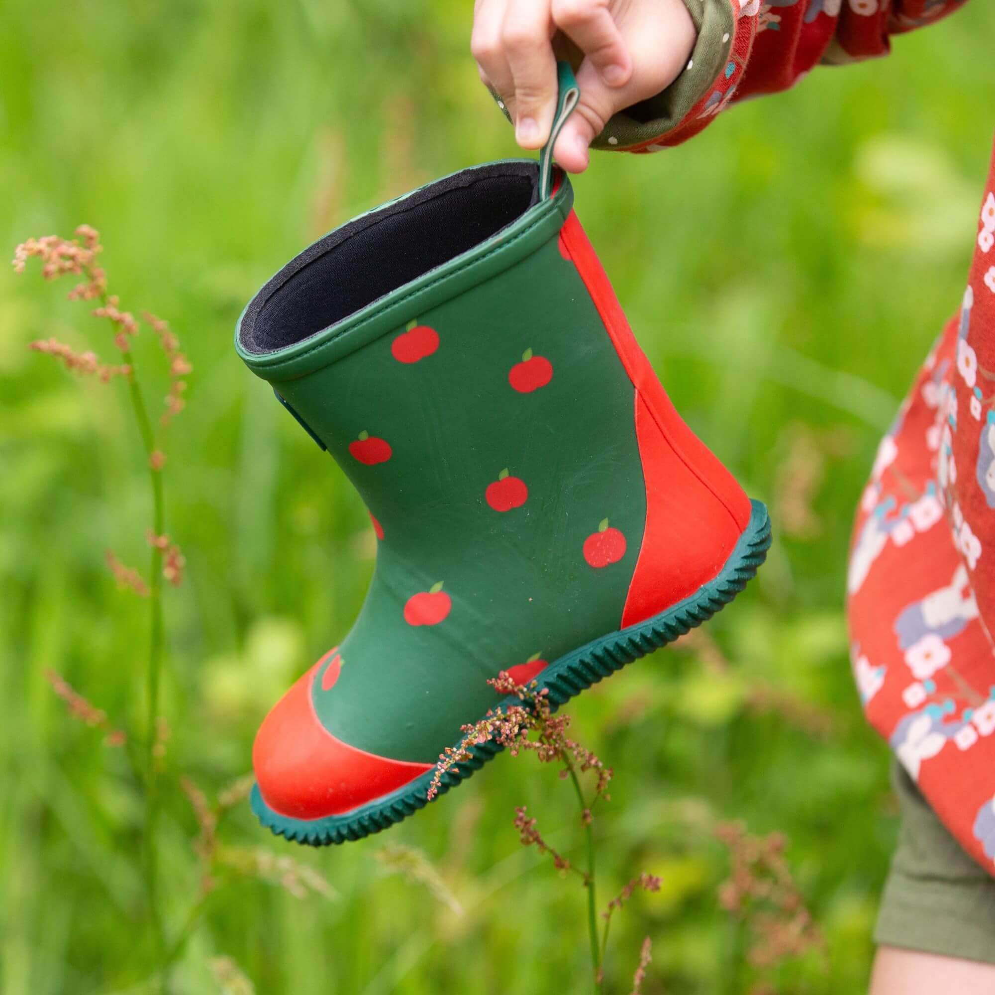 Red Apples Lined Classic Rain Boots