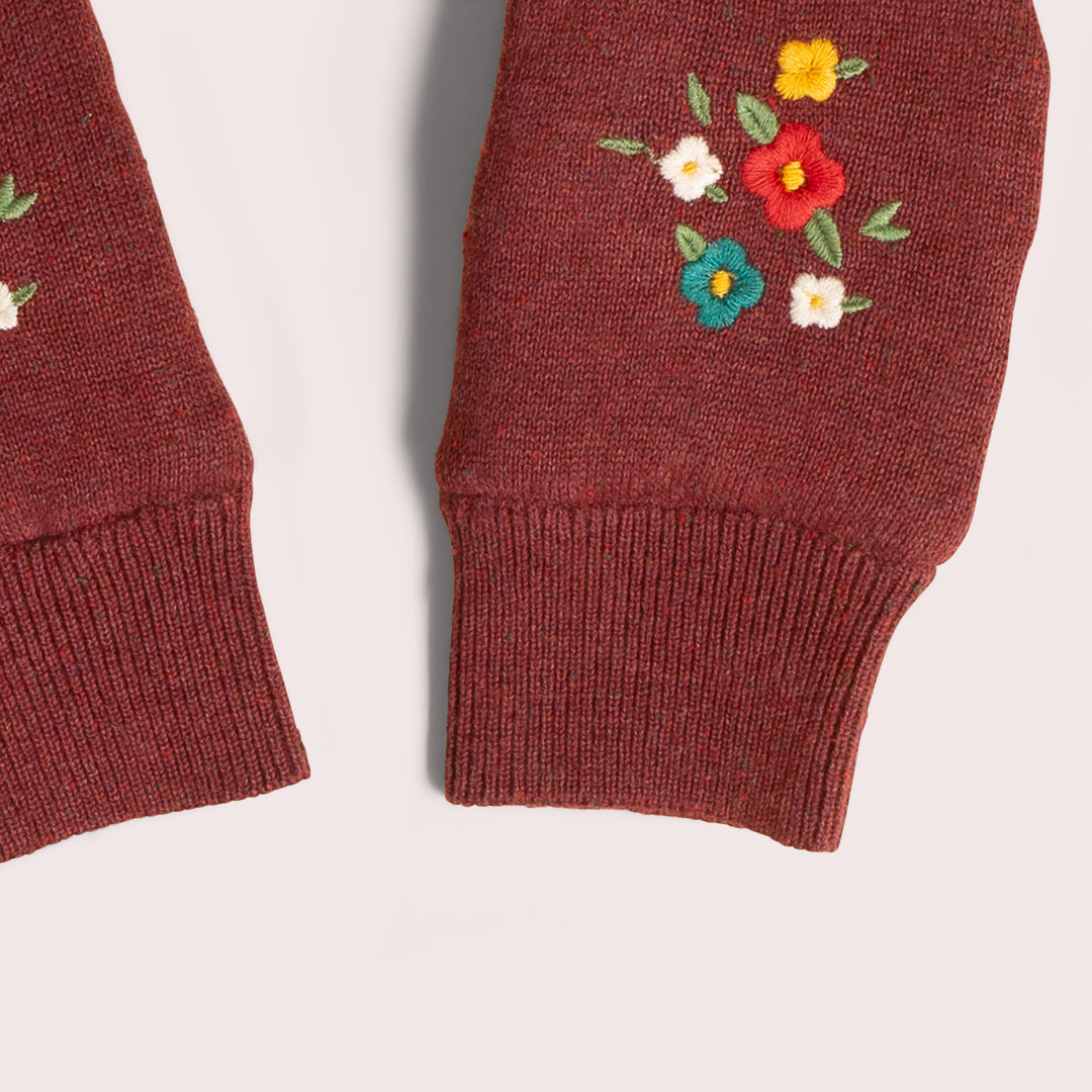 Hazelnut Embroidered Knitted Mittens