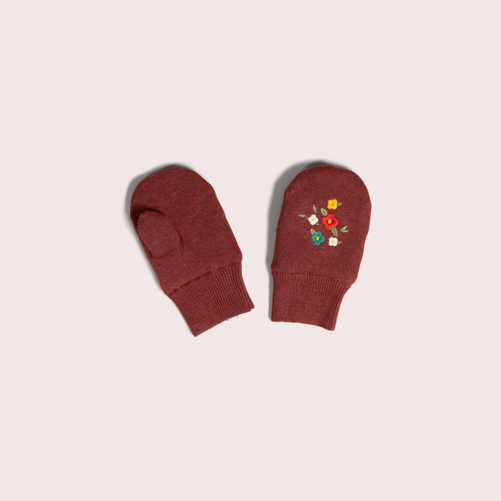 Hazelnut Embroidered Knitted Mittens