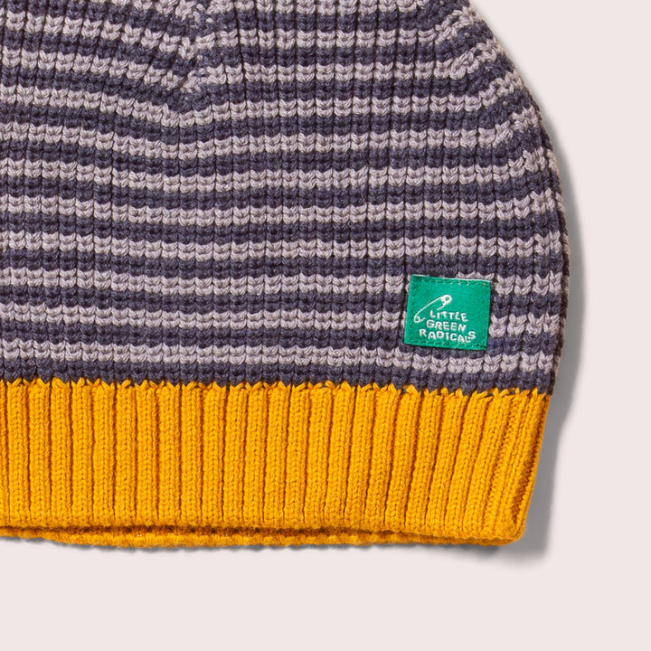 Dreamy Blue Striped Knitted Beanie Hat