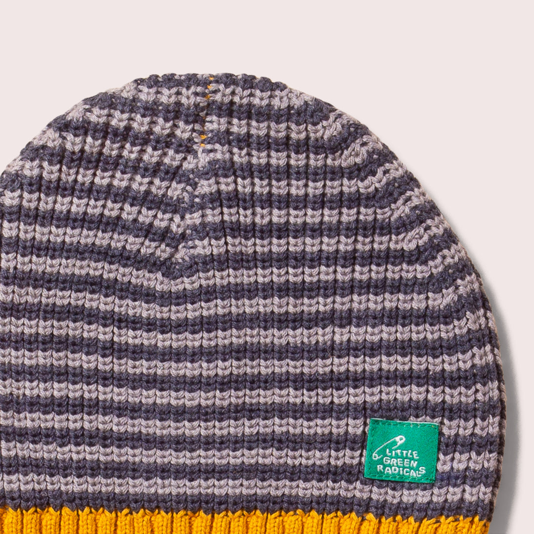 Dreamy Blue Striped Knitted Beanie Hat