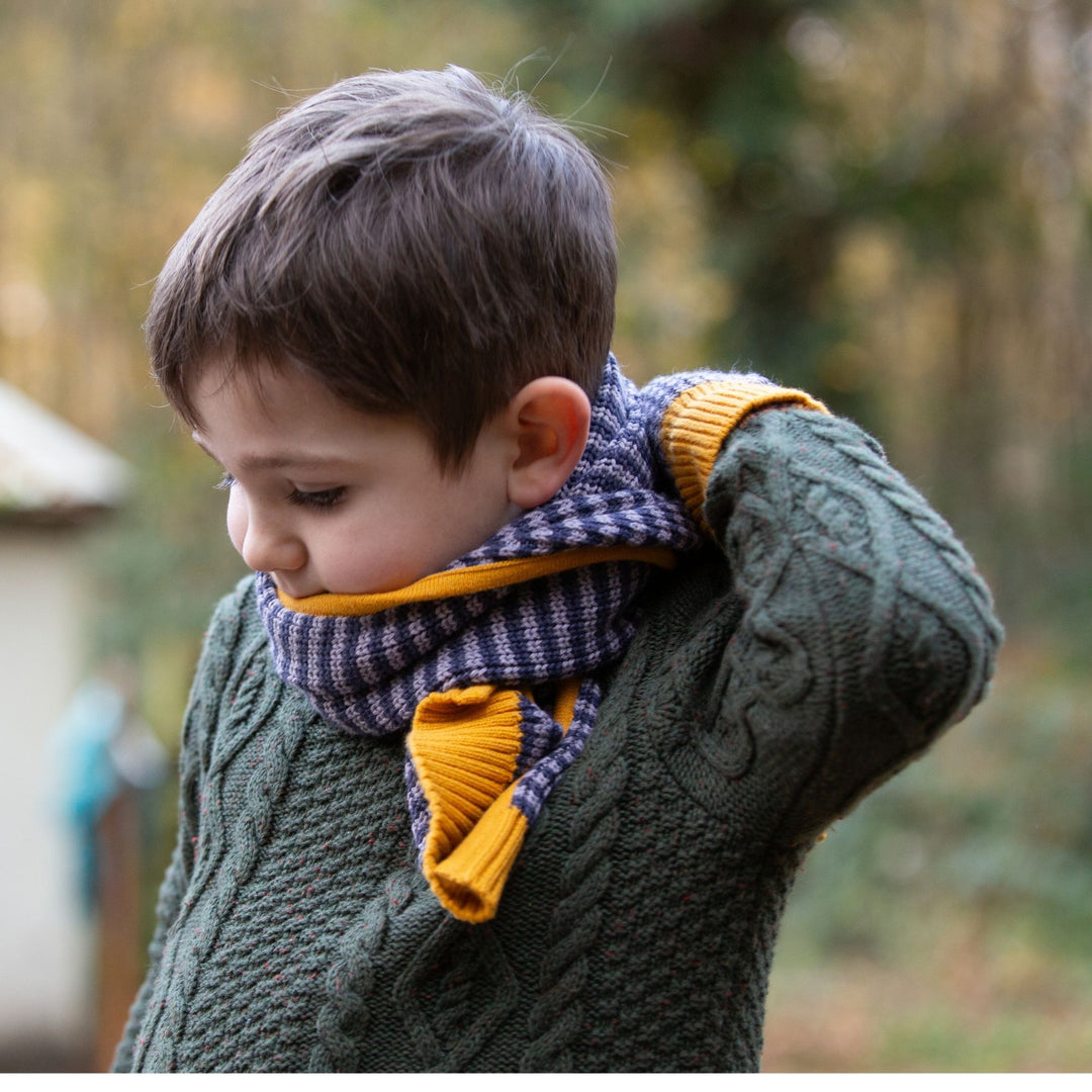 Dreamy Blue Striped Knitted Scarf