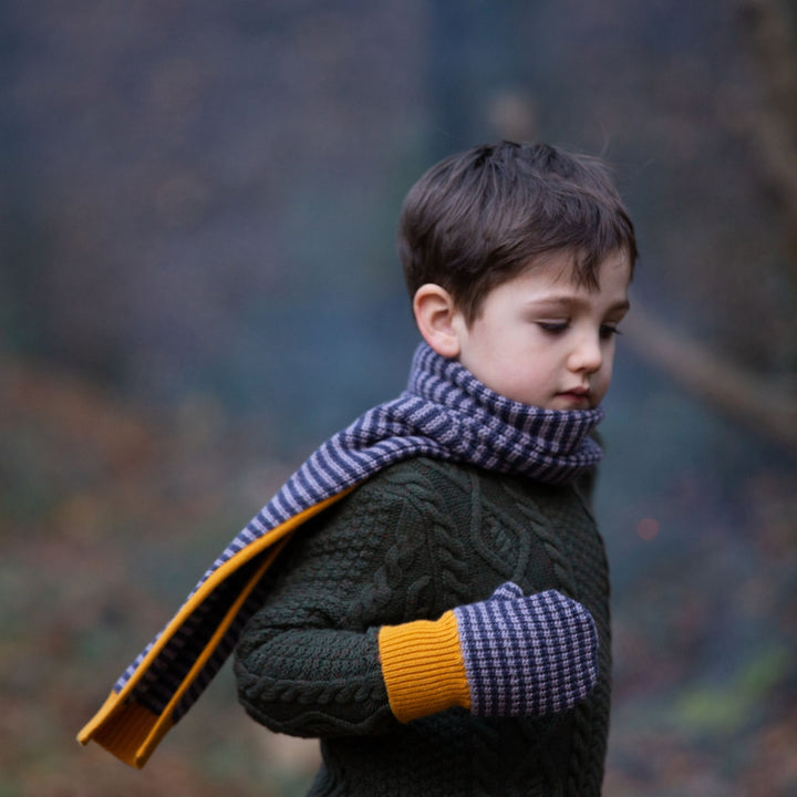 Dreamy Blue Striped Knitted Scarf