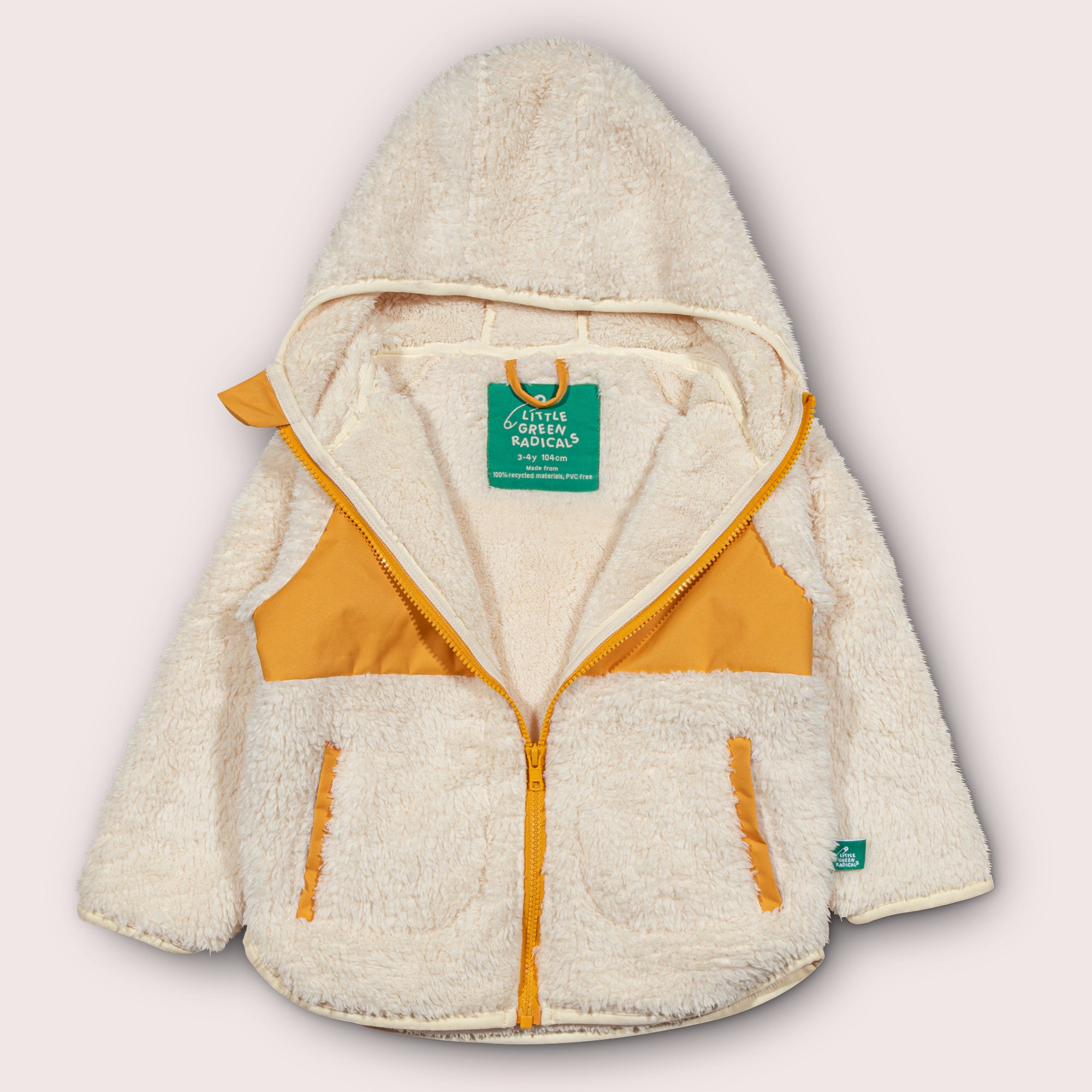 Cream Hooded Zip Up Recycled Fleece Jacket