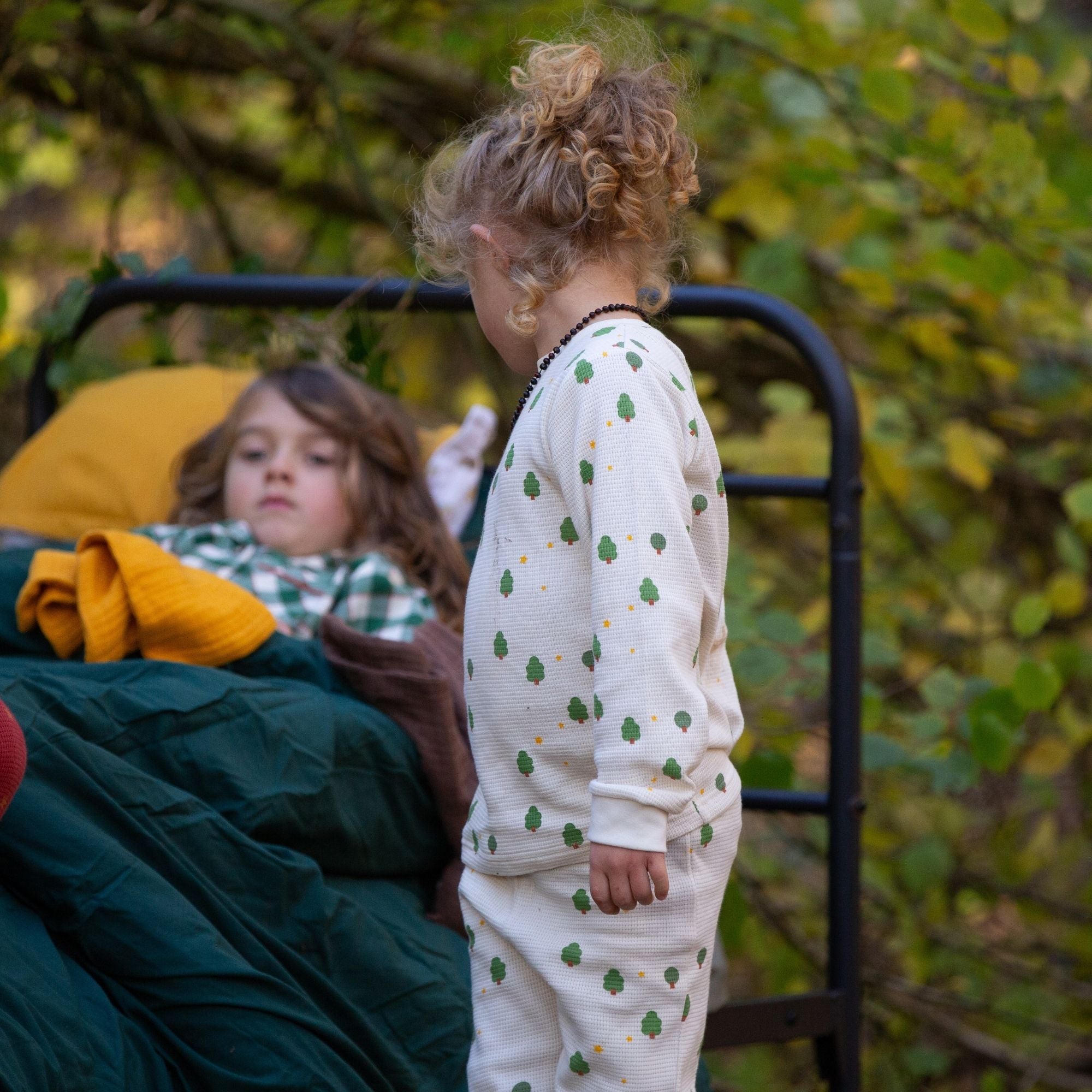 Cream Winter Trees Organic Waffle Pyjamas NOT AVAILABLE for USA/AUS/CAN