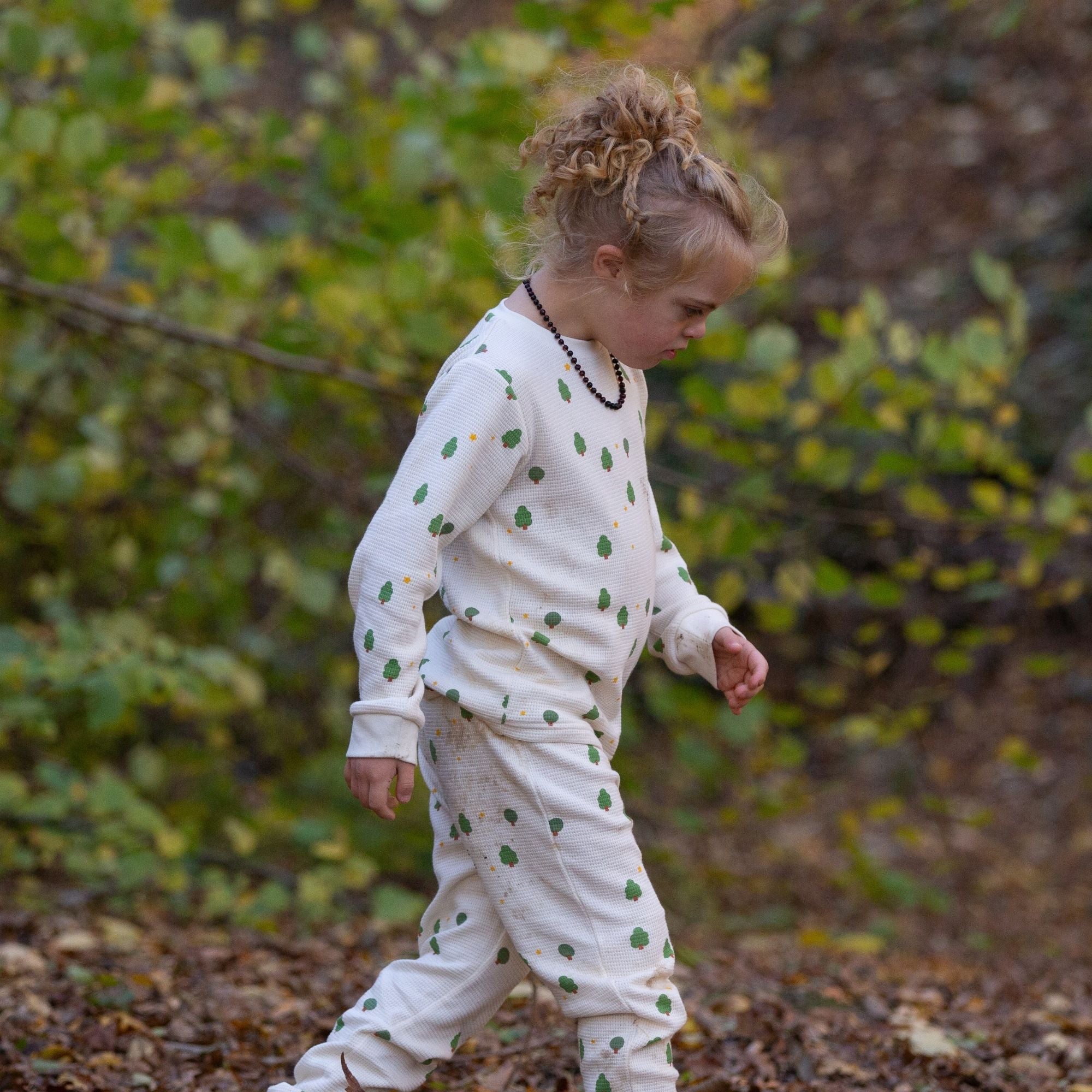 Cream Winter Trees Organic Waffle Pyjamas NOT AVAILABLE for USA/AUS/CAN