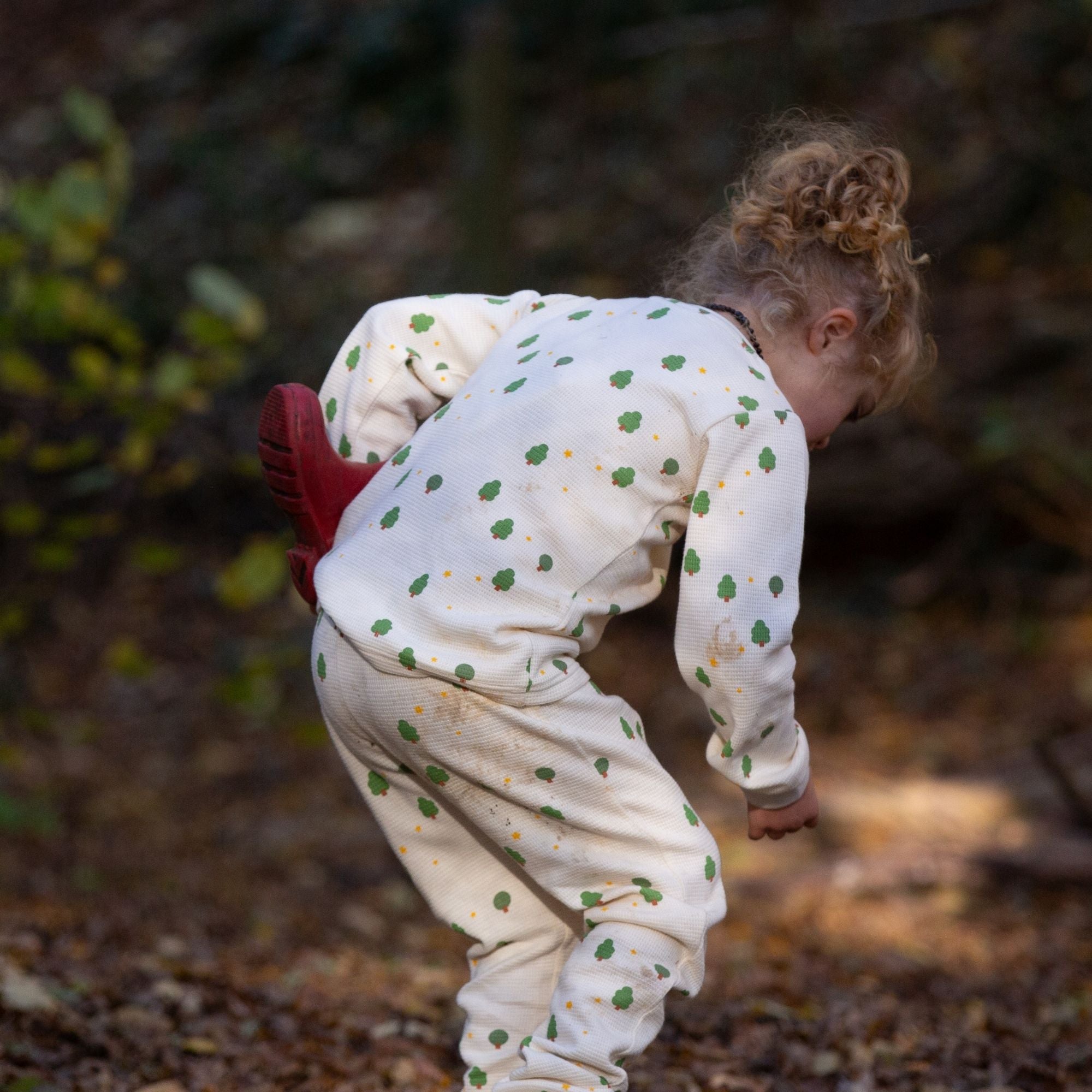 Cream Winter Trees Organic Waffle Pyjamas NOT AVAILABLE for USA/AUS/CAN
