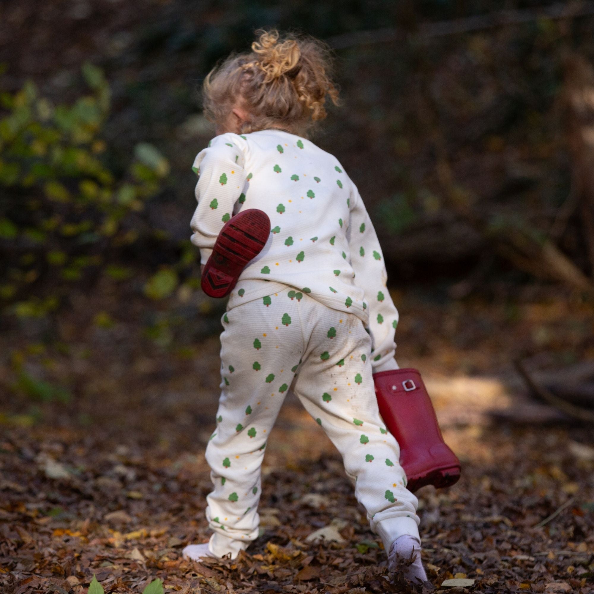 Cream Winter Trees Organic Waffle Pyjamas NOT AVAILABLE for USA/AUS/CAN