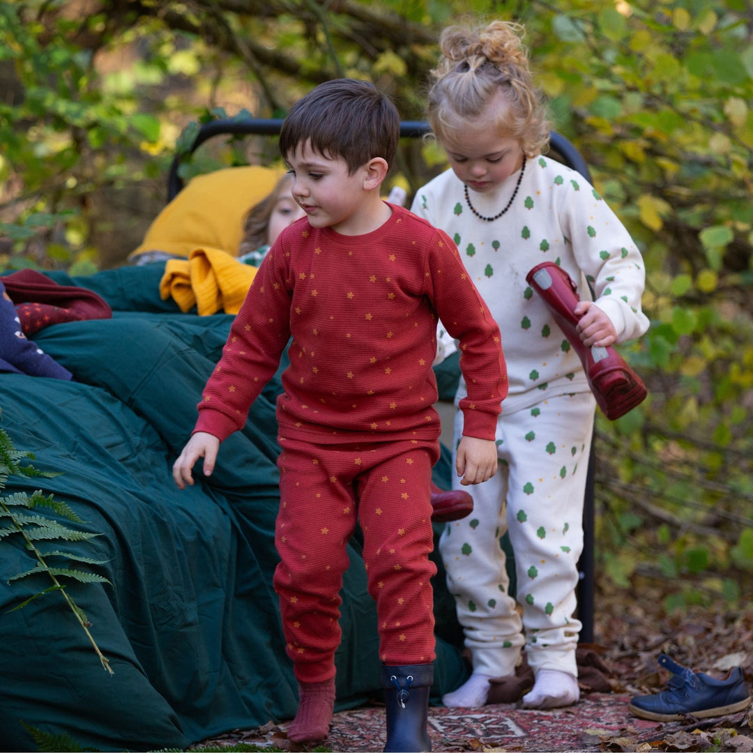 Hazelnut Stars Organic Waffle Pyjamas