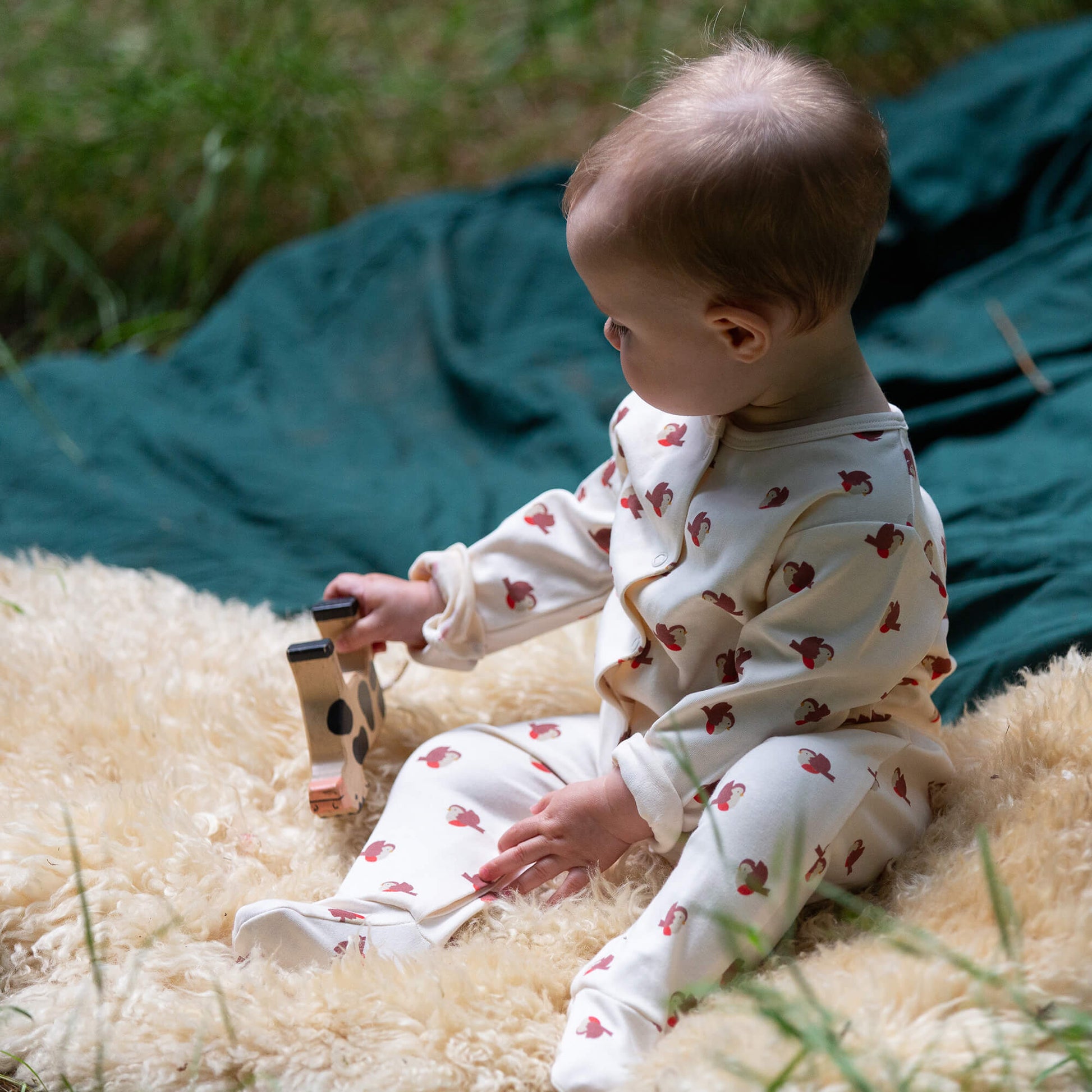 Little Robin Organic Babygrow Cream / 12-18m
