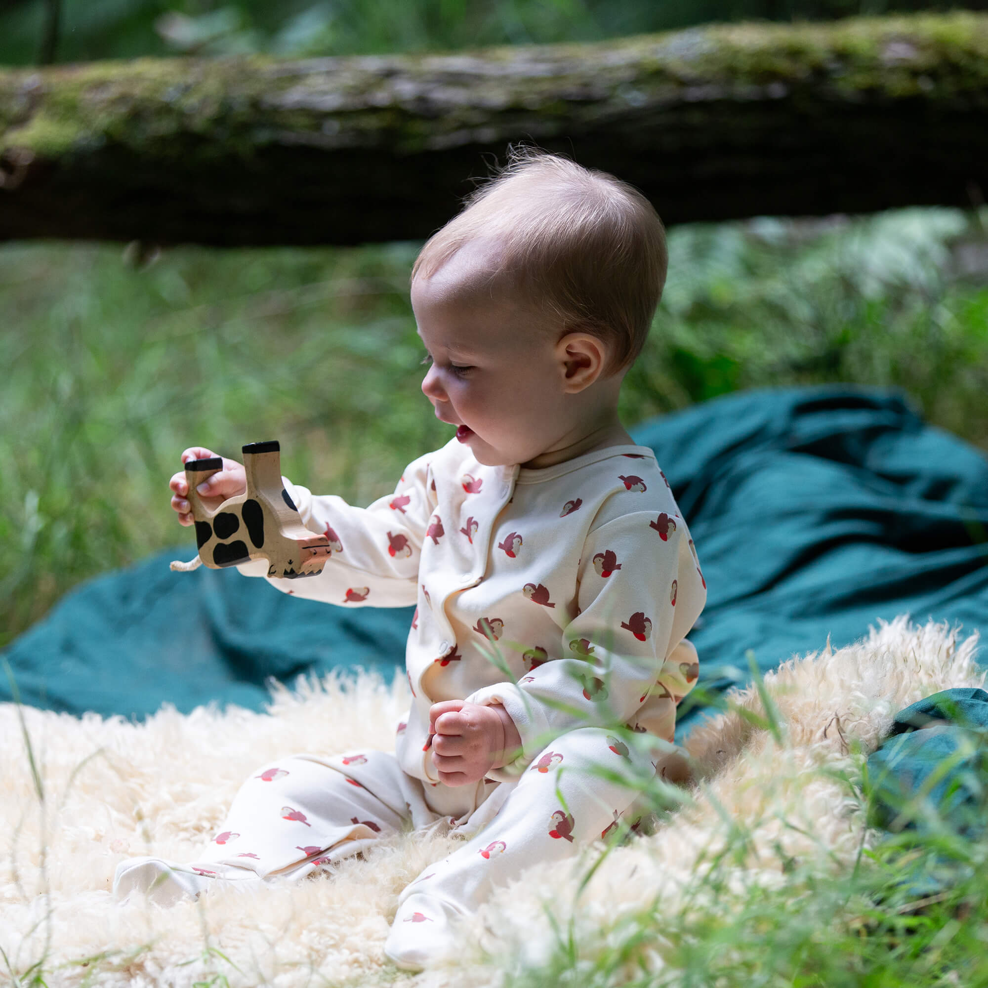 Little Robin Organic Babygrow Cream / 12-18m