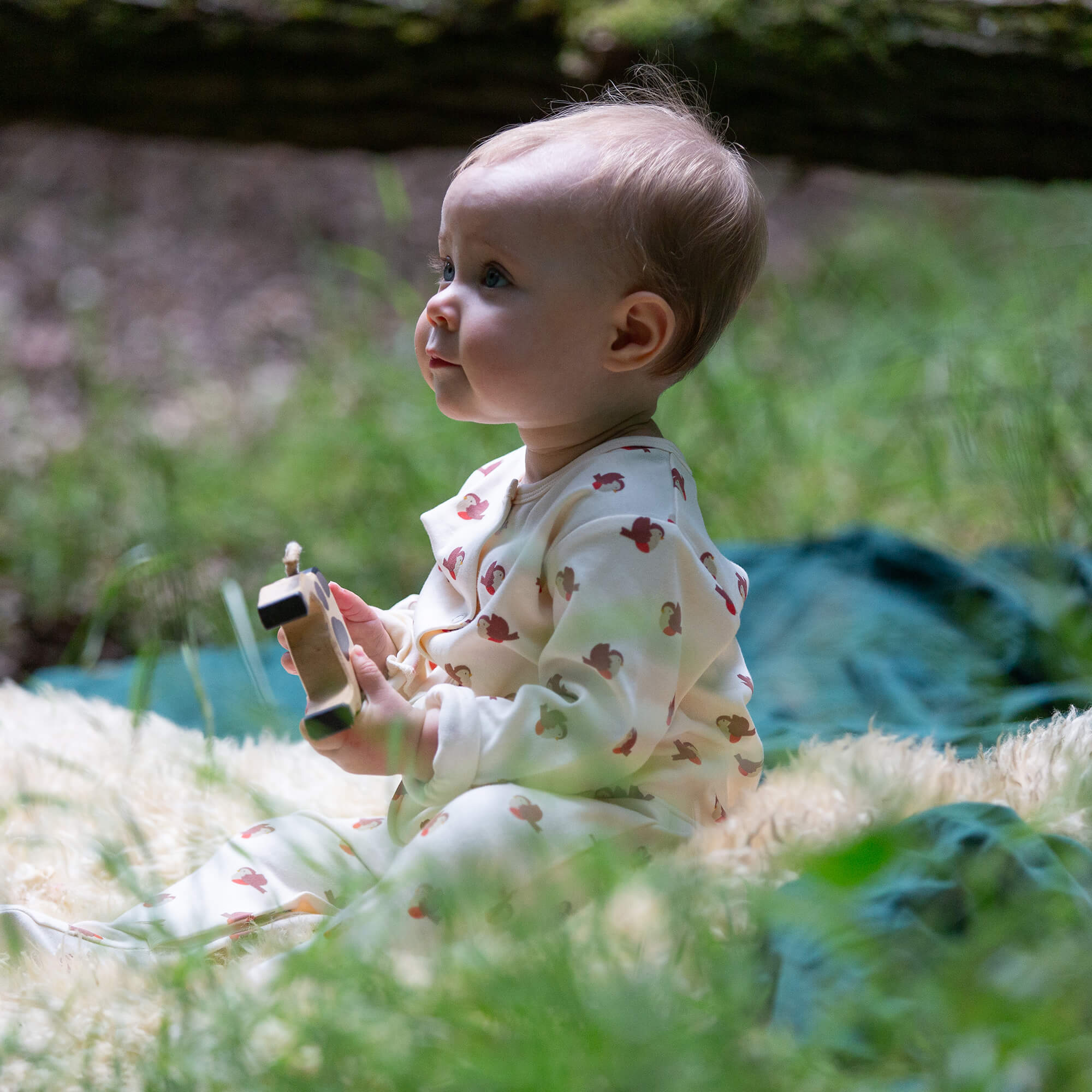Little Robin Organic Babygrow Cream / 12-18m