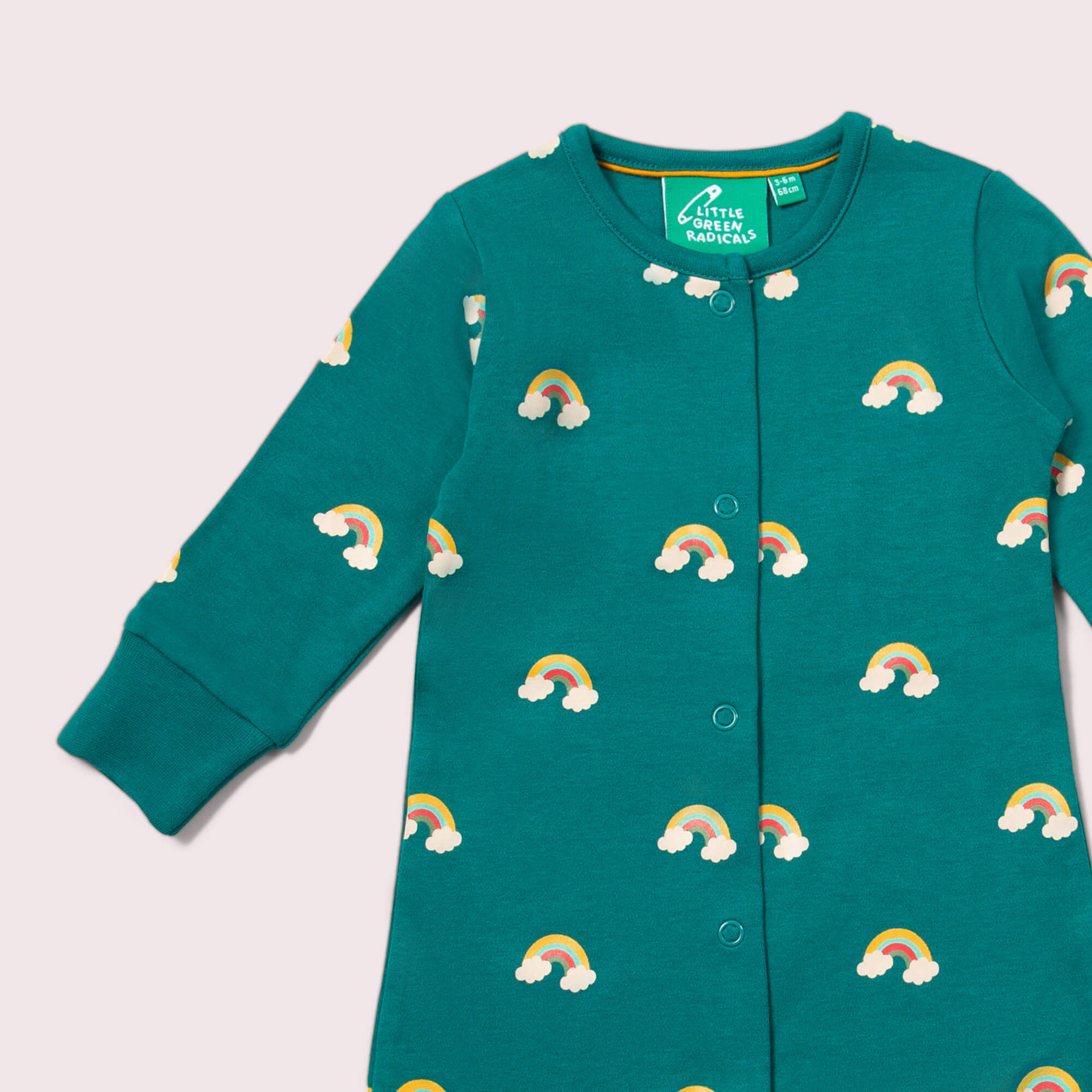 Turquoise Rainbows Organic Babygrow