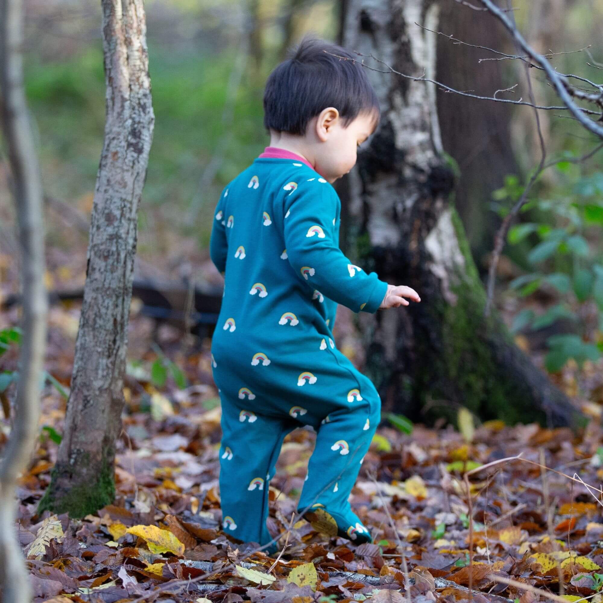 Turquoise Rainbows Organic Babygrow