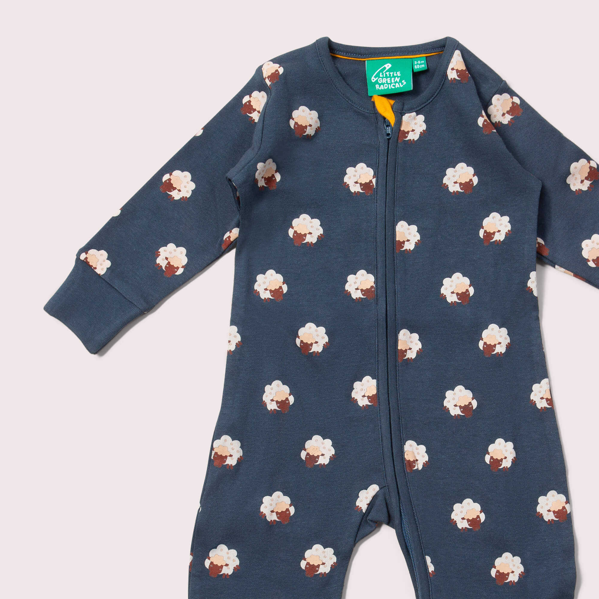 Sleeping Sheep Zip Organic Babygrow