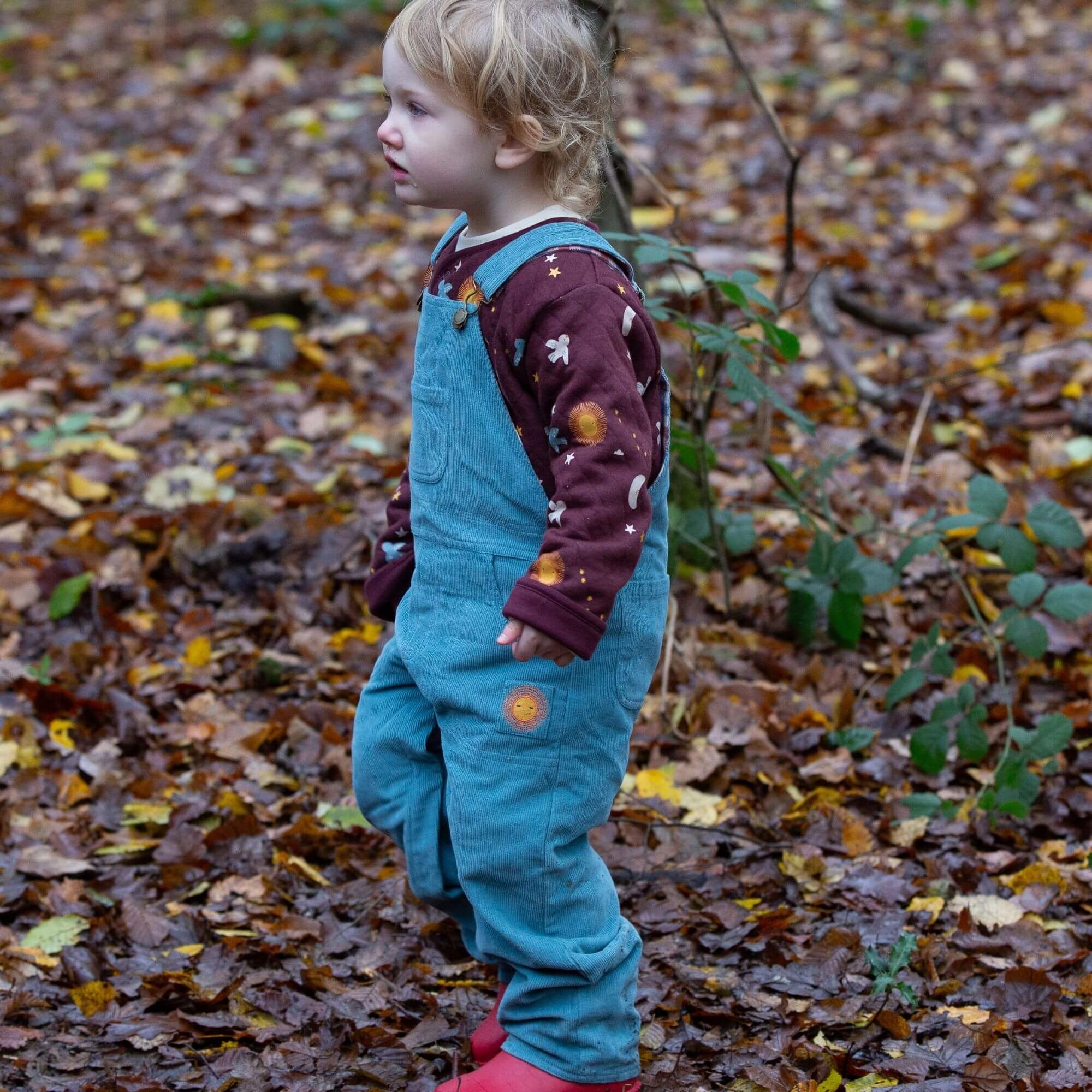 Pale Blue Lined Corduroy Dungarees