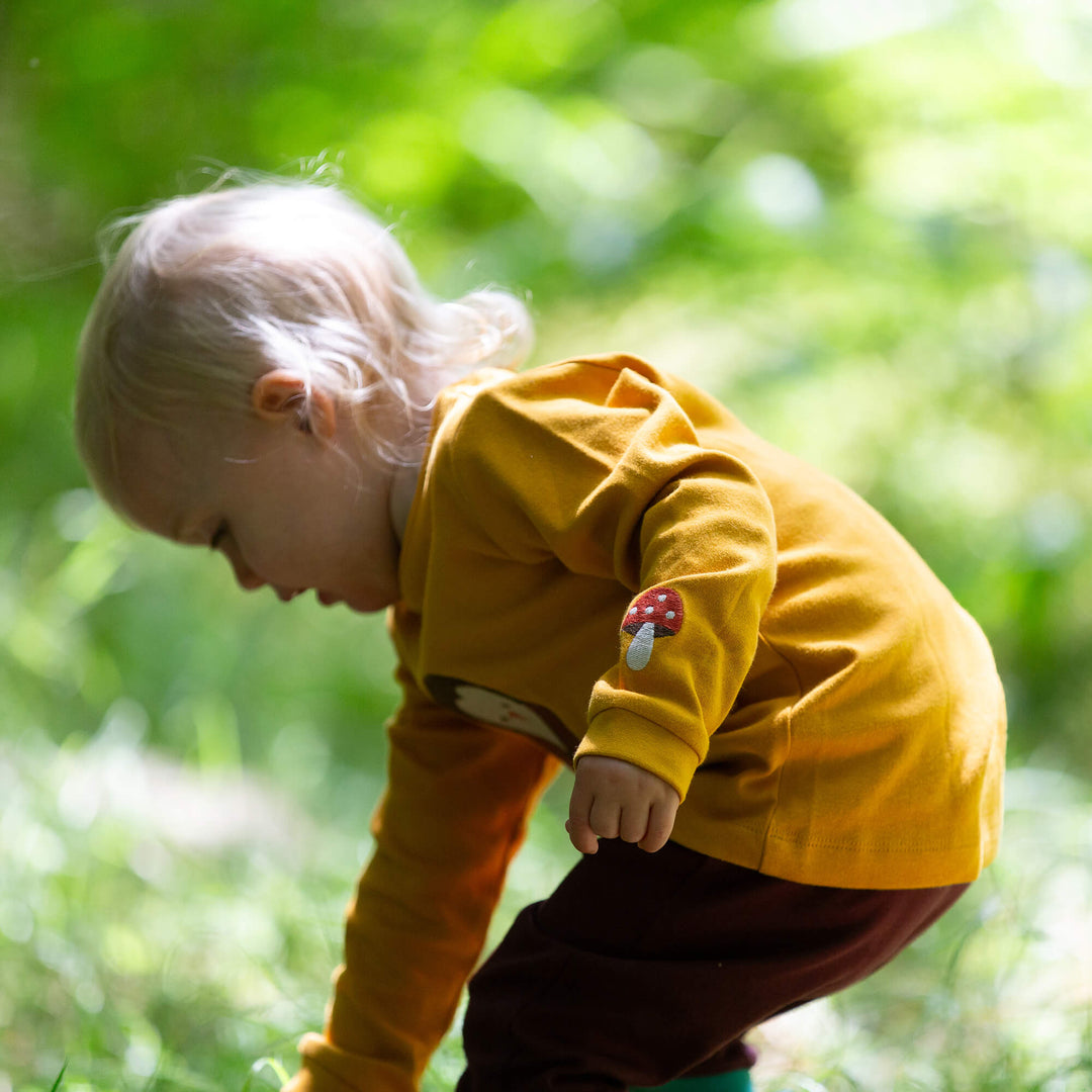 Brown Owl Applique Long Sleeve T-Shirt Gold / 4-5y