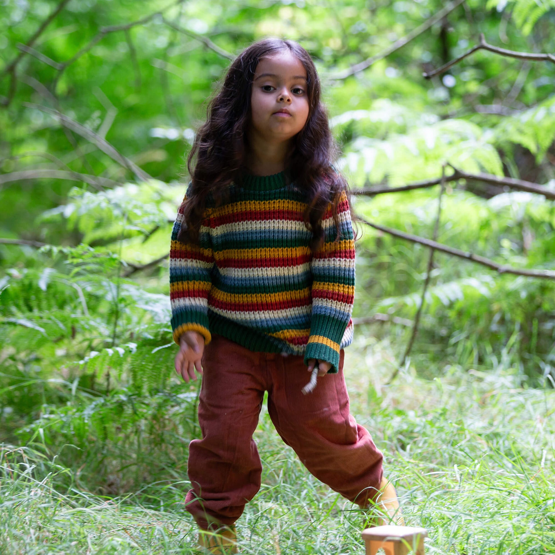 Rainbow Waffle Snuggly Knitted Jumper Multi / 7-8y