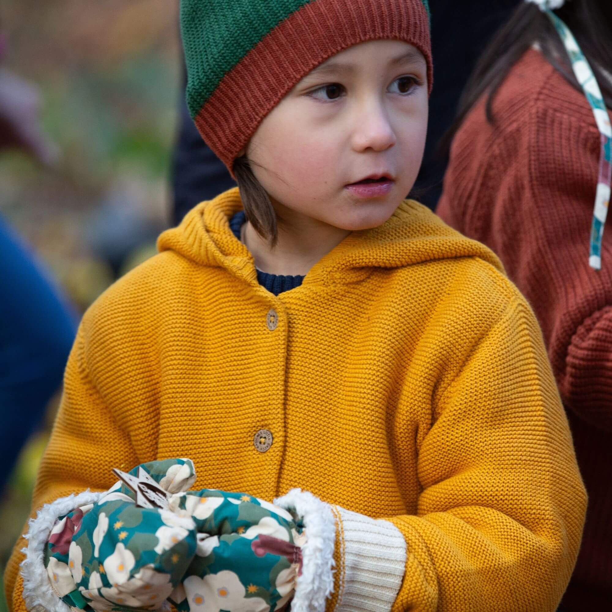 Gold Hooded Snuggly Knitted Cardigan