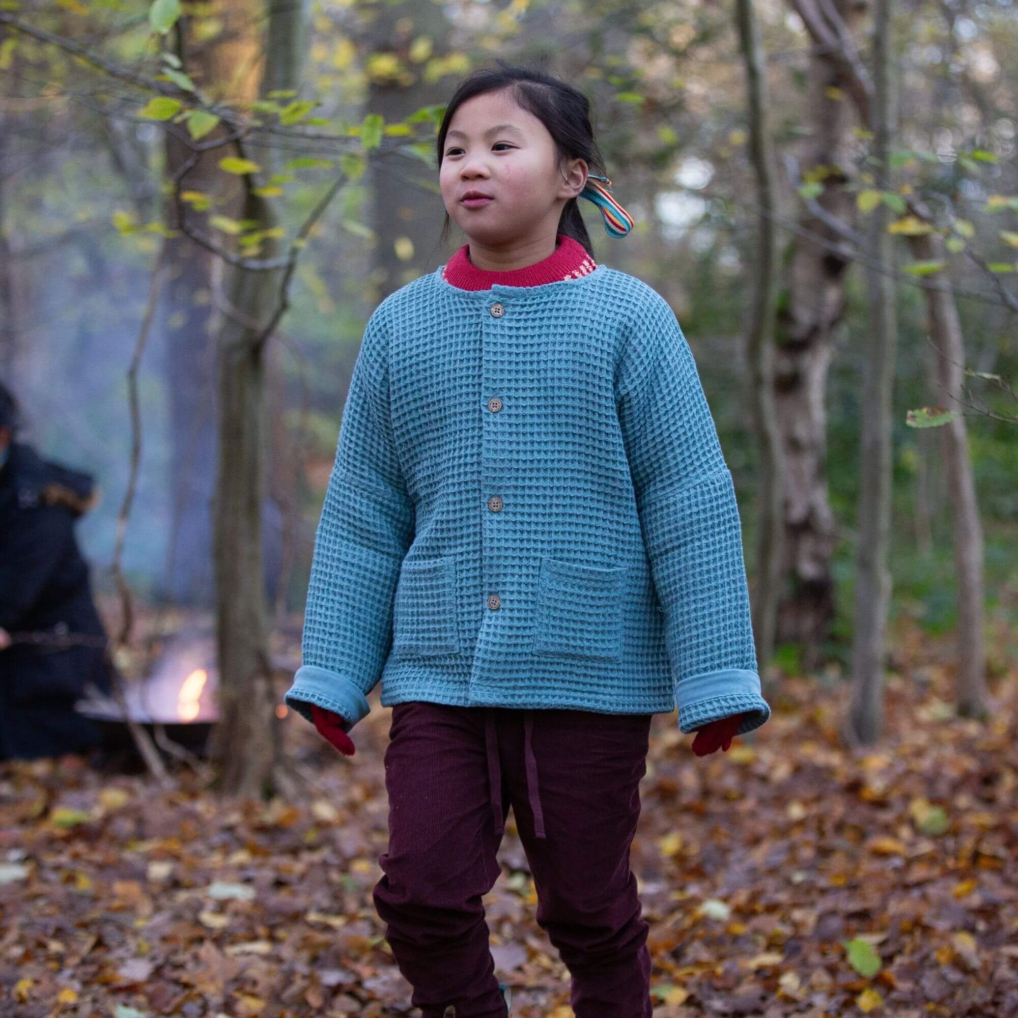 Pale Blue Chunky Waffle Relaxed Jacket