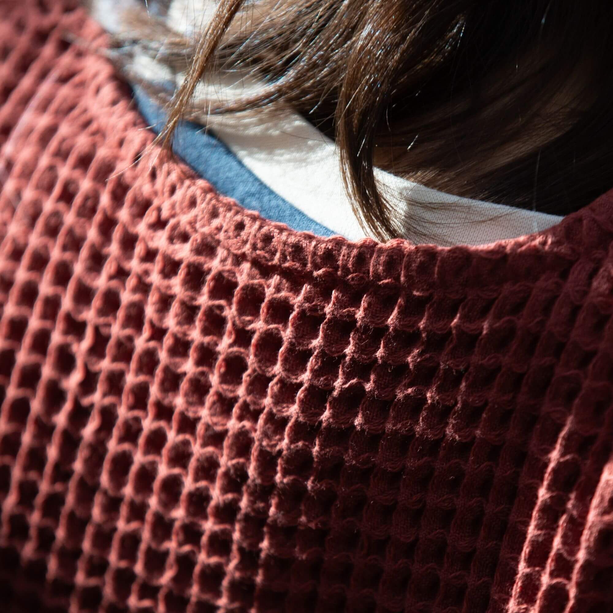Ginger Chunky Waffle Long Sleeve Top