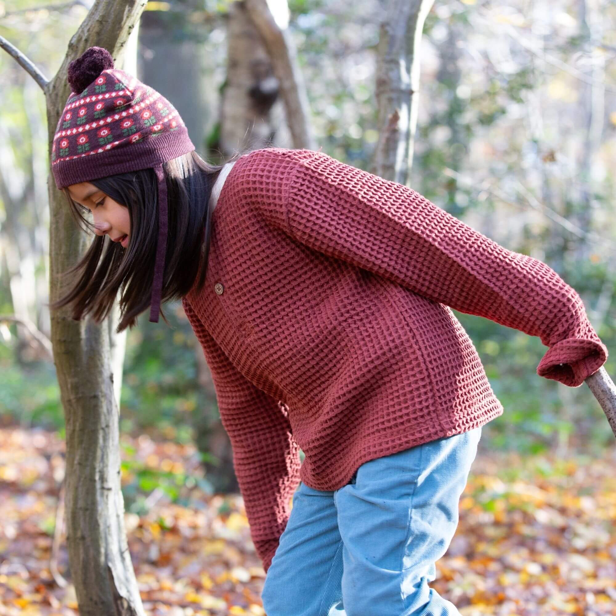 Ginger Chunky Waffle Long Sleeve Top