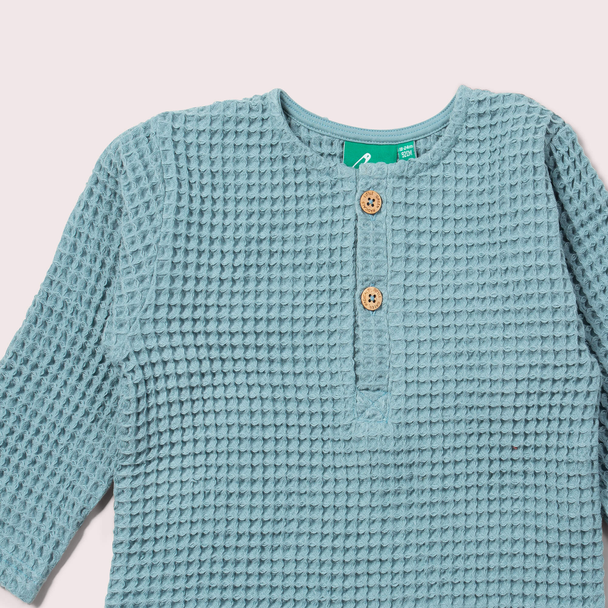 Pale Blue Chunky Waffle Long Sleeve Top