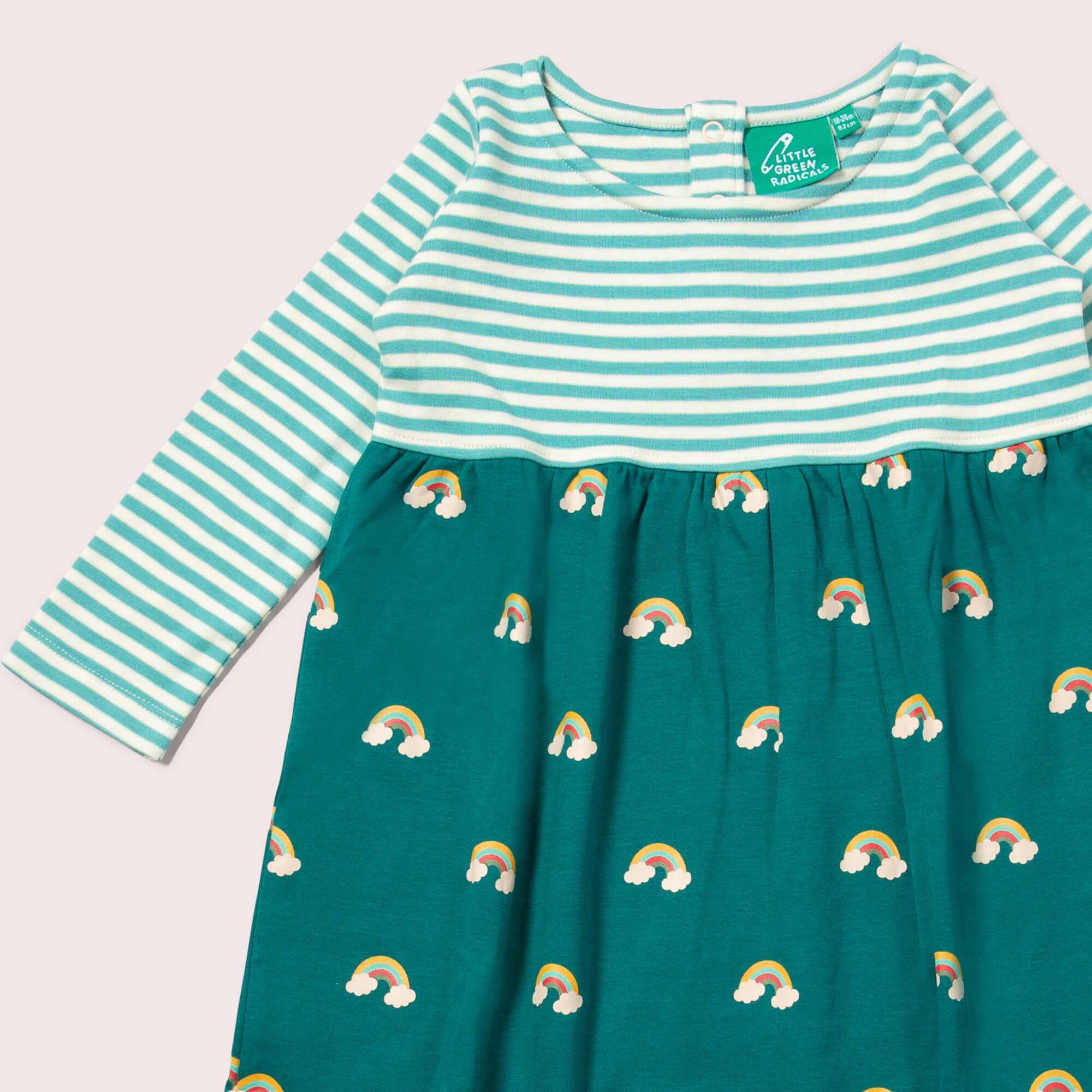 Turquoise Rainbows Easy Peasy Long Sleeve Dress
