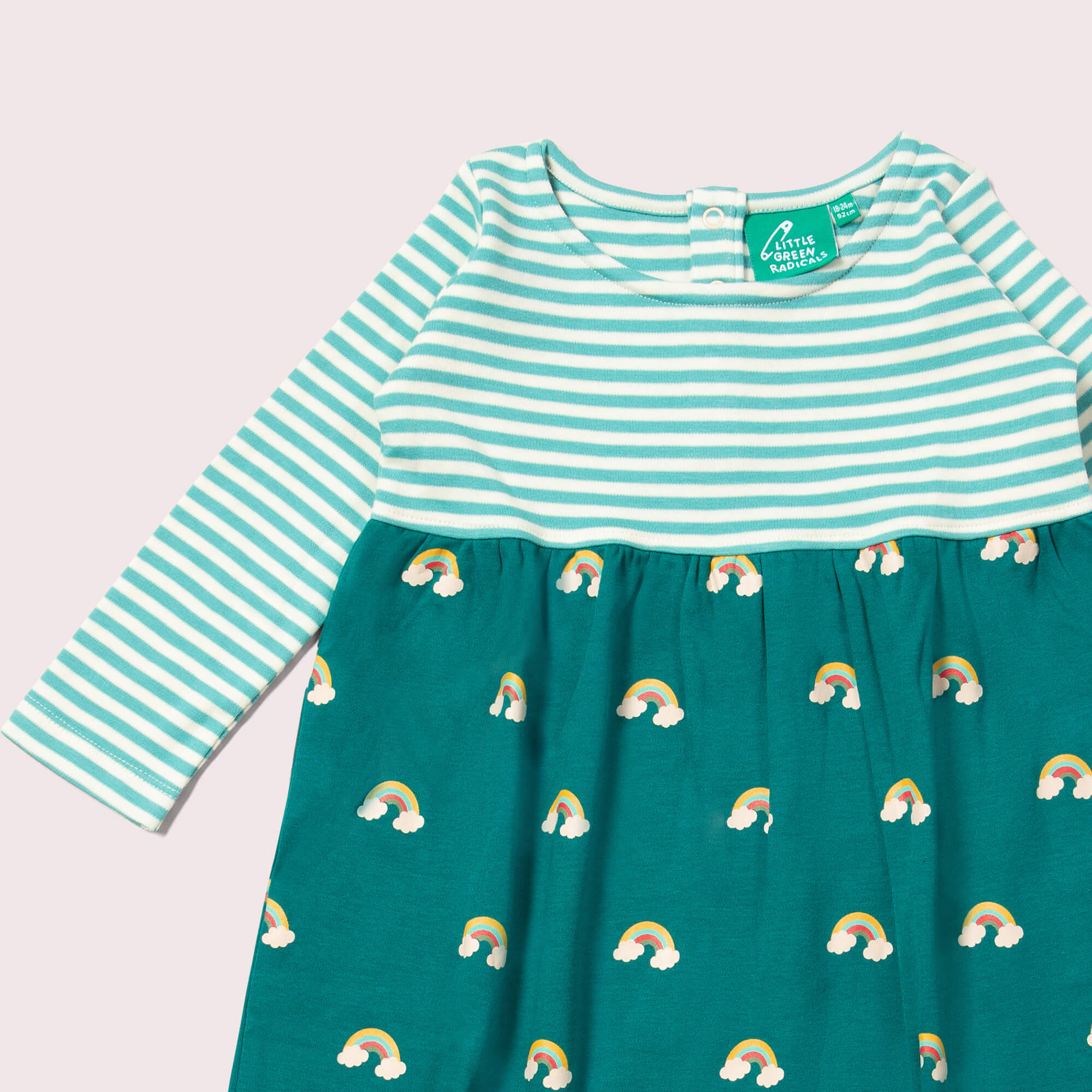 Turquoise Rainbows Easy Peasy Long Sleeve Dress