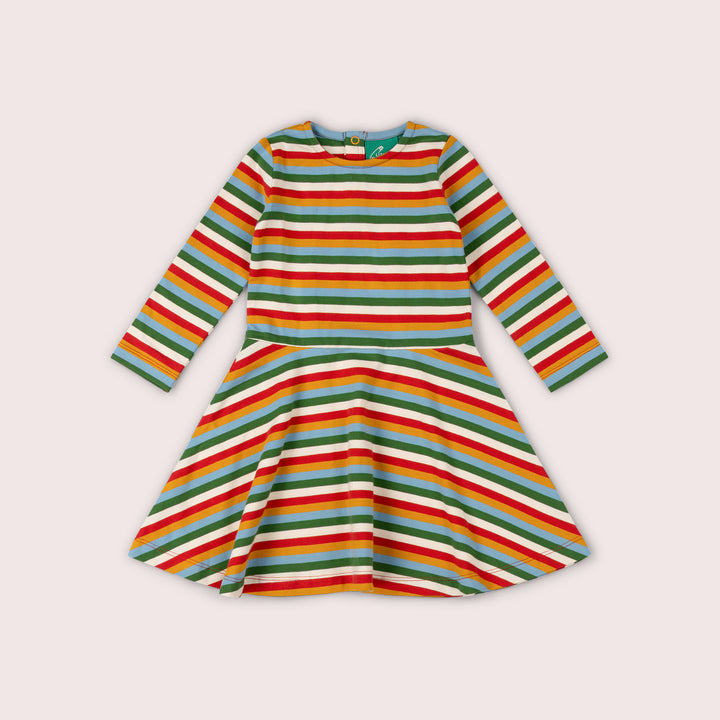 Rainbow Striped Long Sleeve Spinny Dress