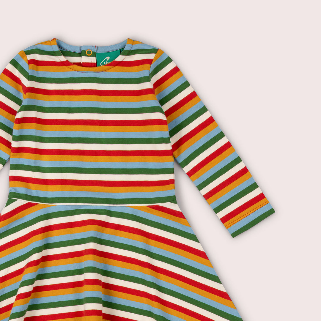 Rainbow Striped Long Sleeve Spinny Dress