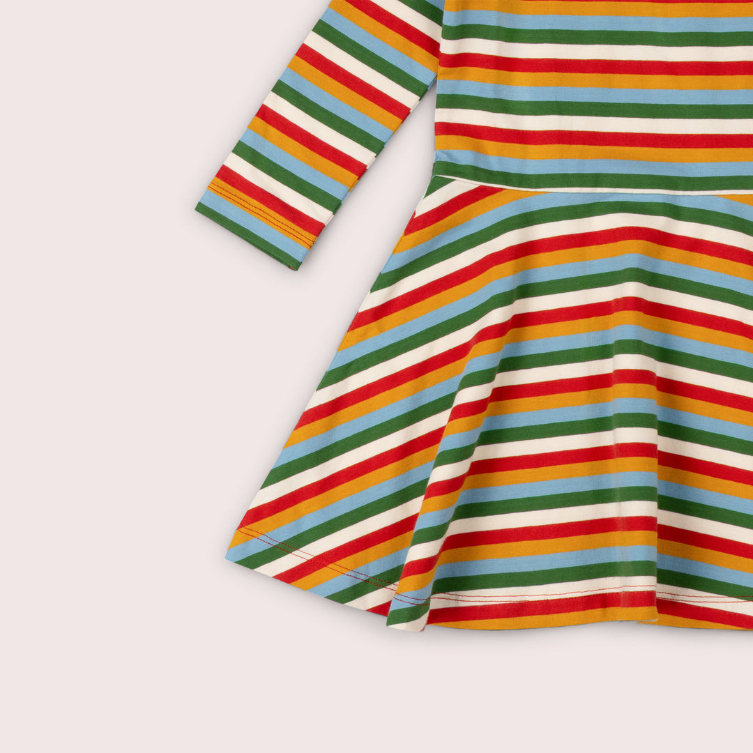 Rainbow Striped Long Sleeve Spinny Dress