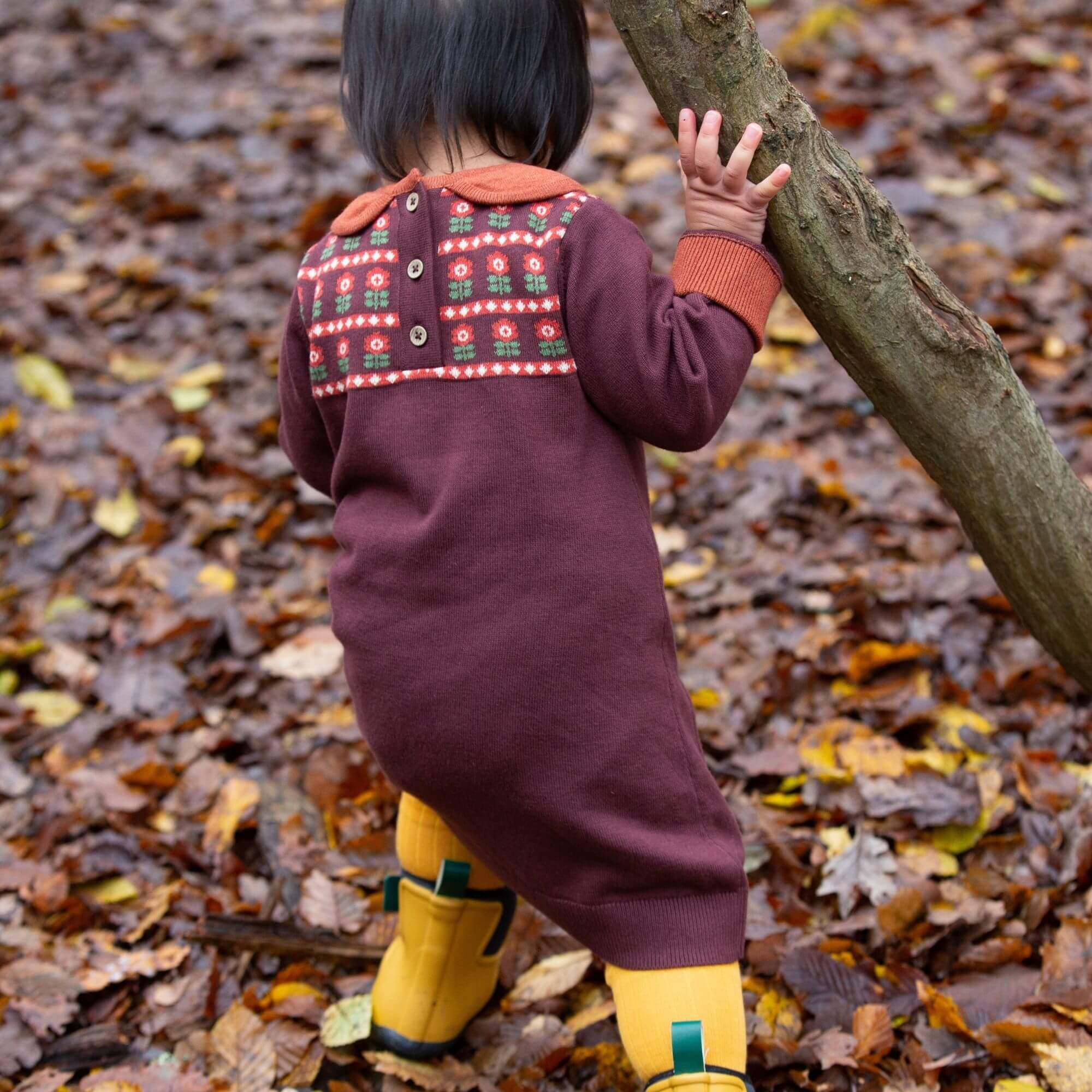 Collecting Flowers Knitted Collar Dress